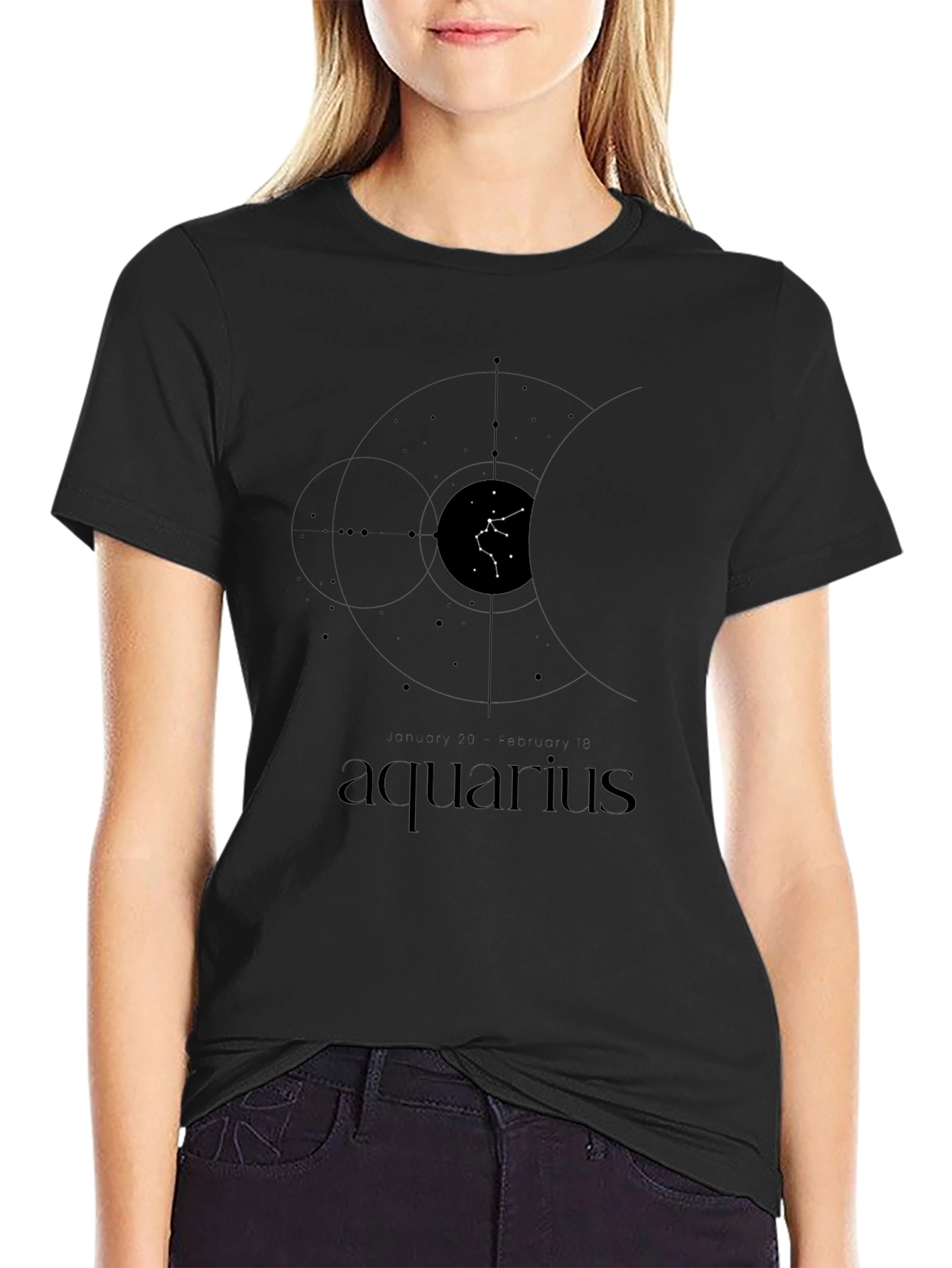 Aquarius Constellation Graphic Tee - Black