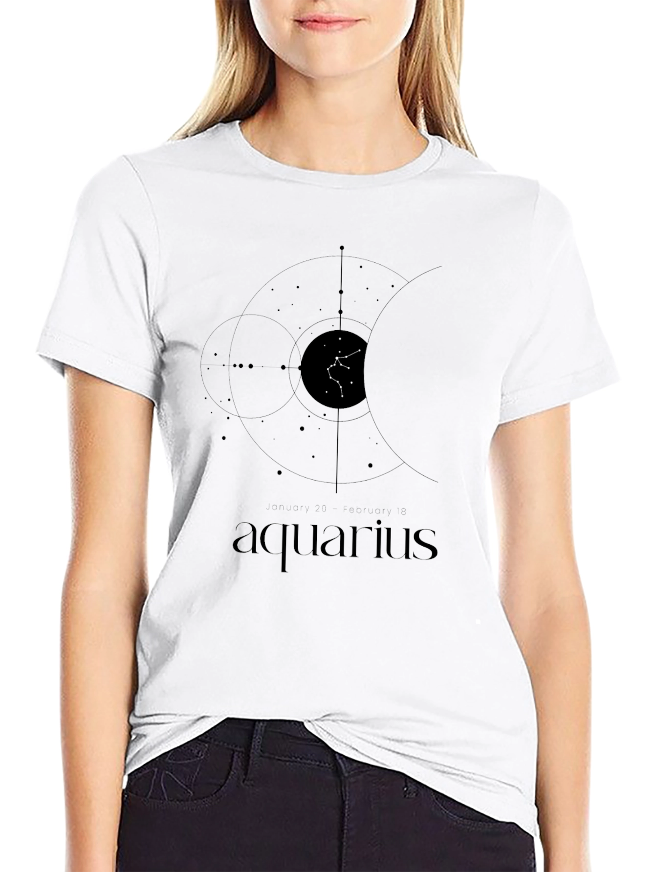 Aquarius Constellation Graphic Tee - Black