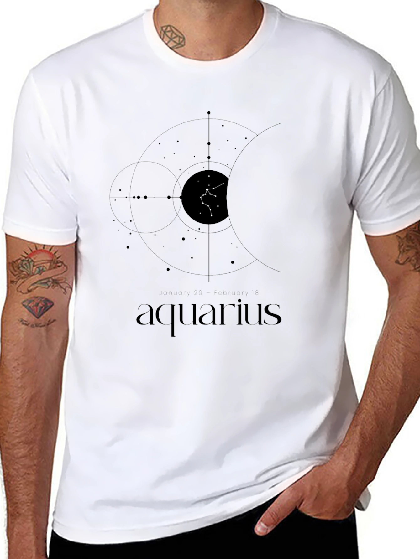 Aquarius Constellation Graphic Tee - Black