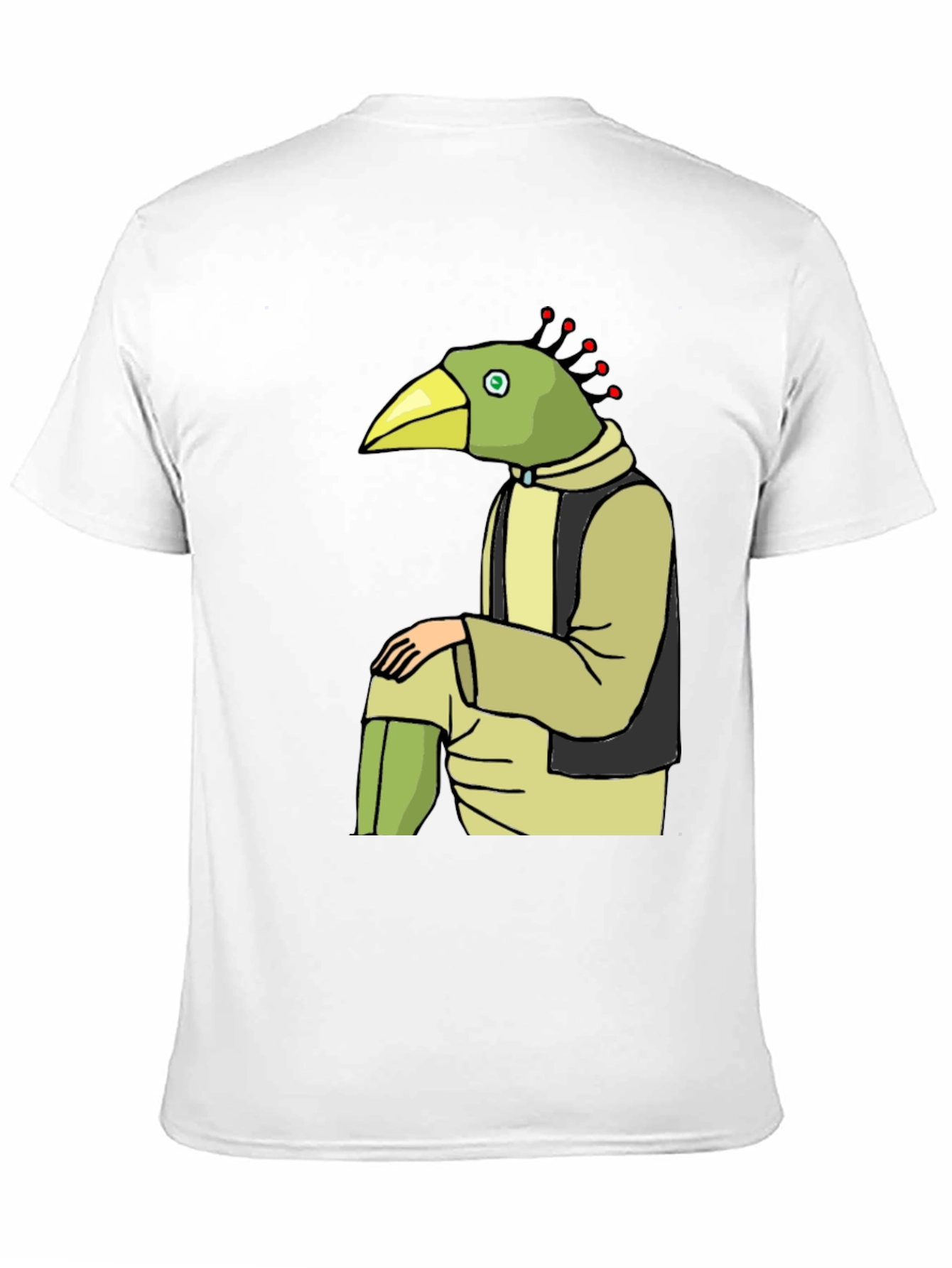 Unique Bird Character Graphic Tee - Casual Black T-Shirt
