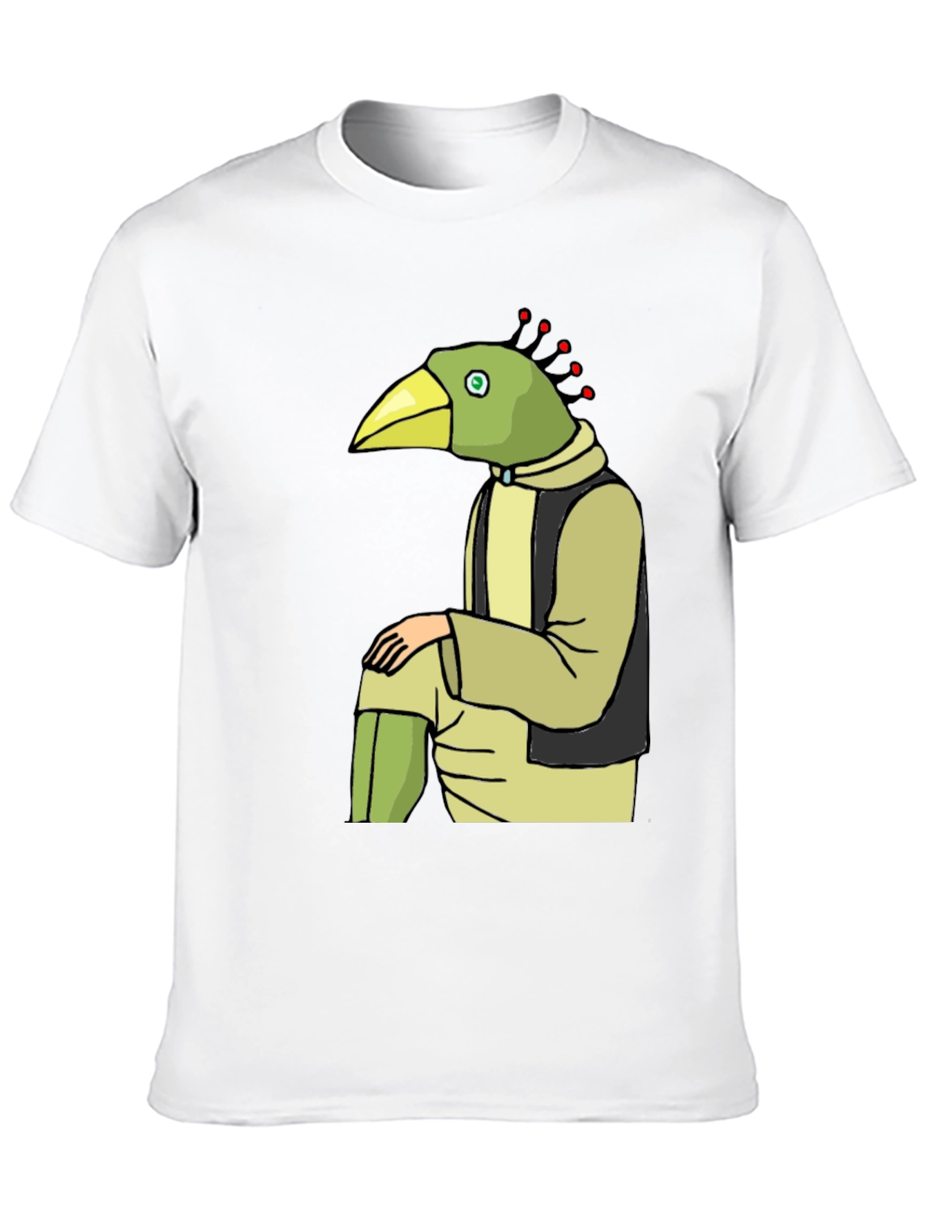 Unique Bird Character Graphic Tee - Casual Black T-Shirt