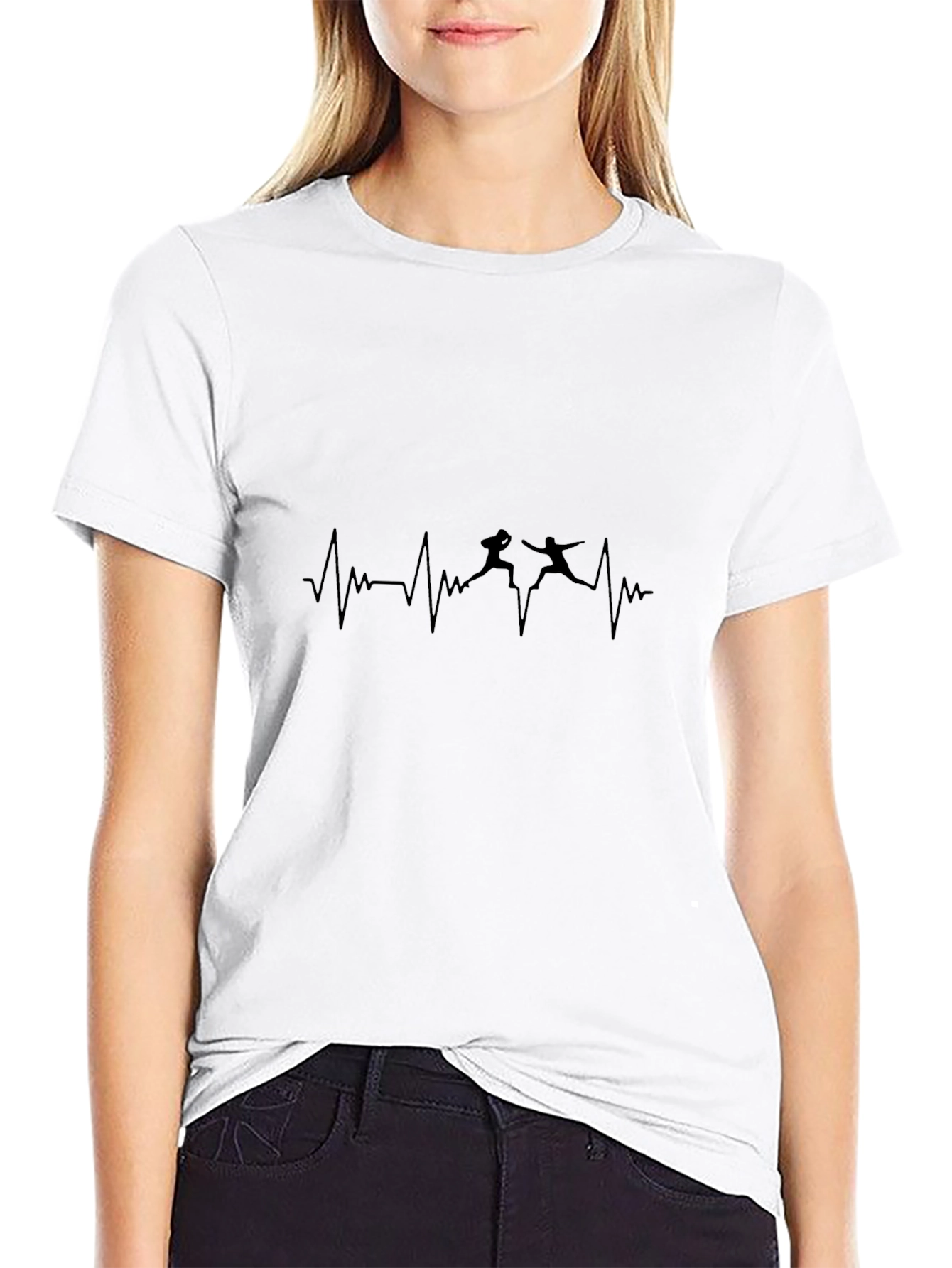 Fencing Heartbeat T-Shirt - Black