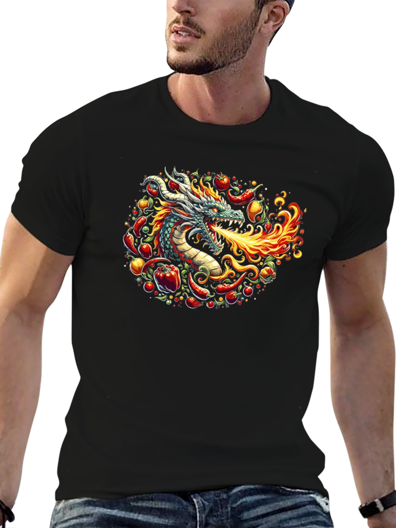 Fiery Dragon Graphic Tee - Spicy Style