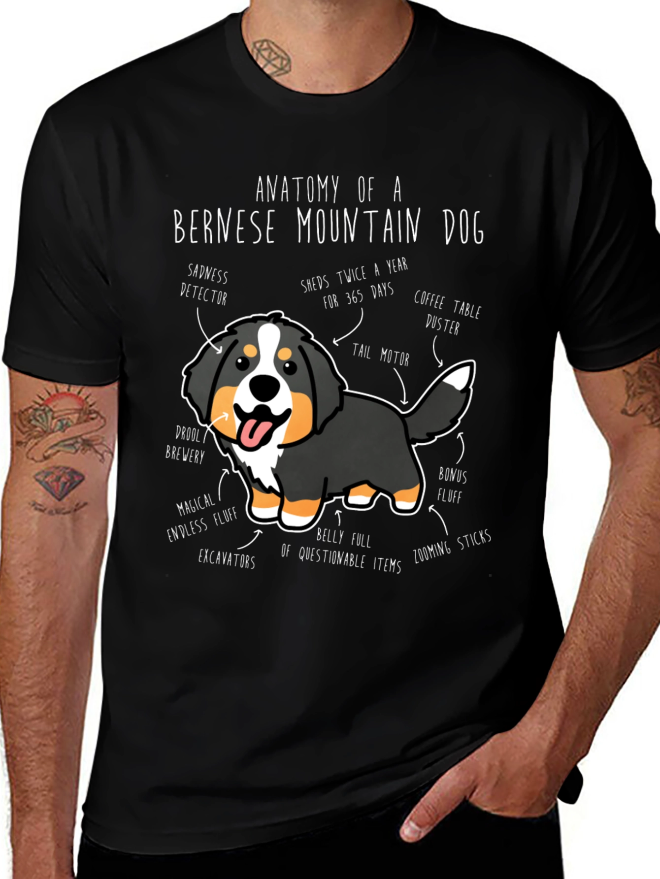 Bernese Mountain Dog Anatomy Funny T-Shirt