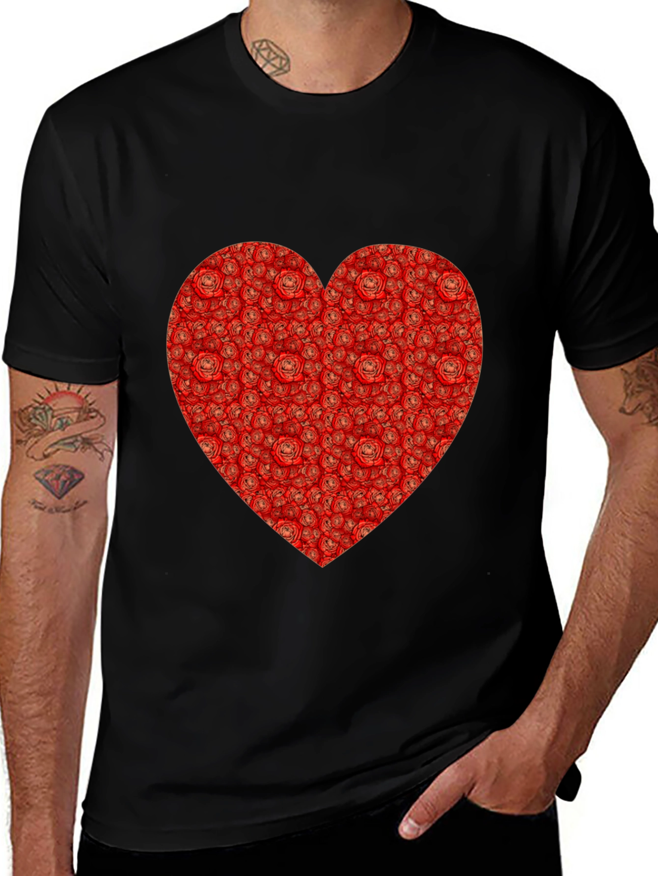 Rose Heart T-Shirt - Romantic Black Tee