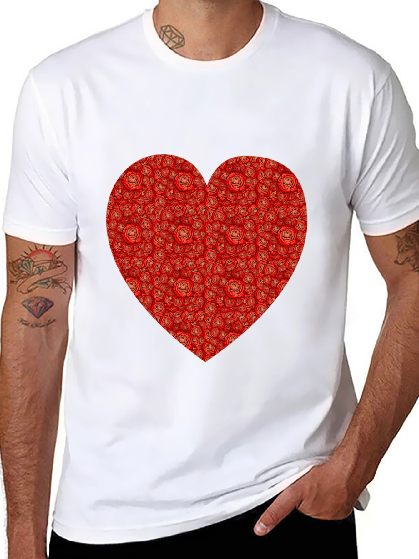 Rose Heart T-Shirt - Romantic Black Tee