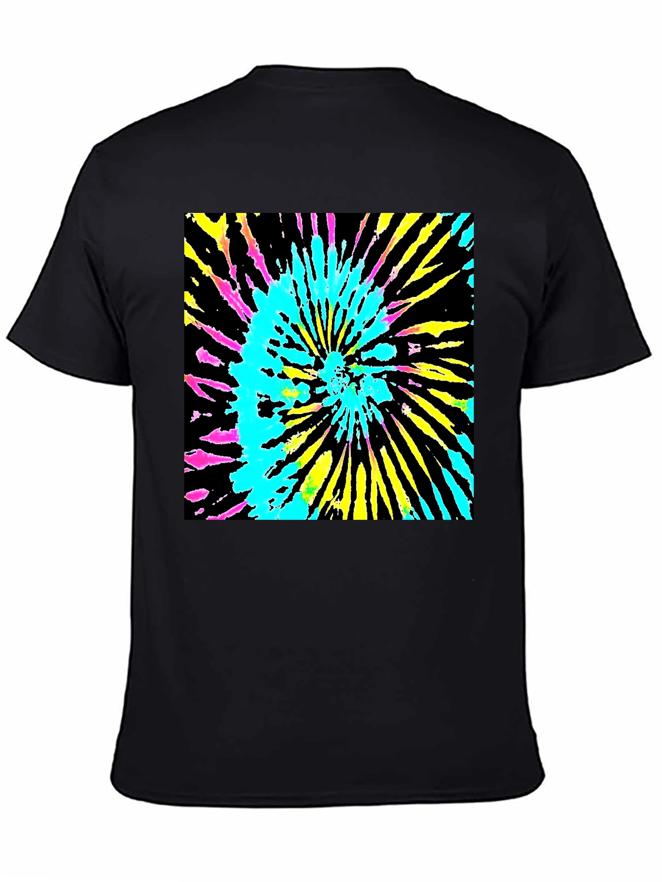 Vibrant Tie-Dye Graphic Tee - Black Cotton