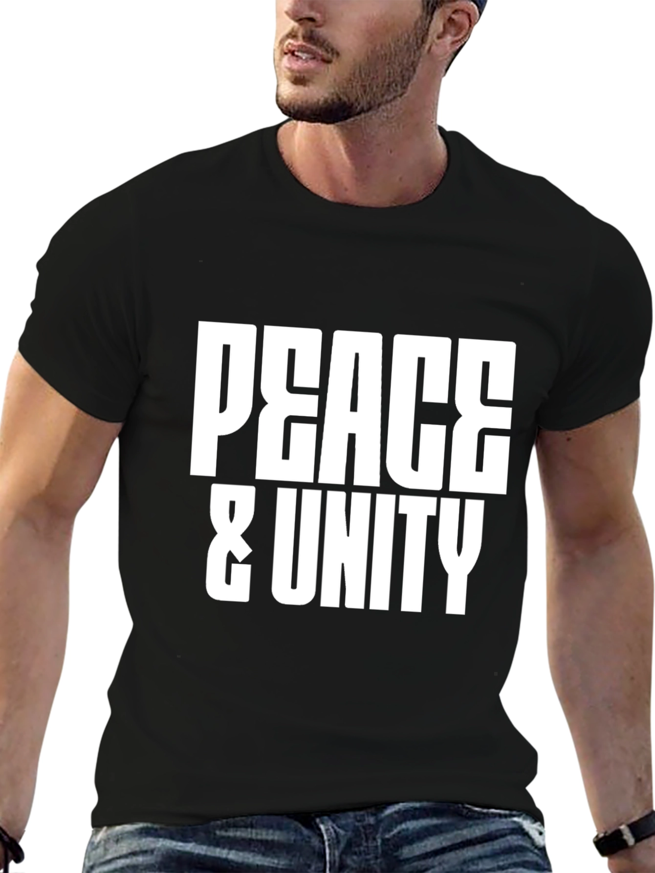 Peace & Unity Graphic Black T-Shirt