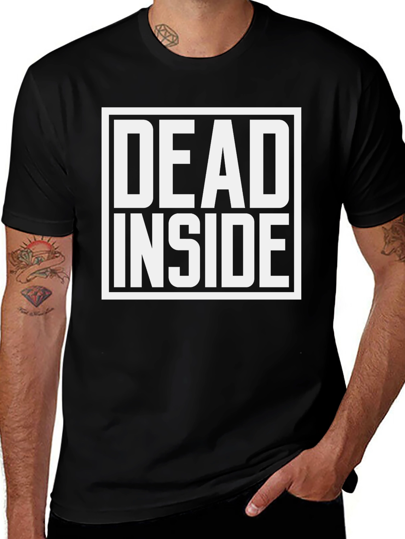 Dead Inside Graphic Tee - Black Crew Neck Shirt