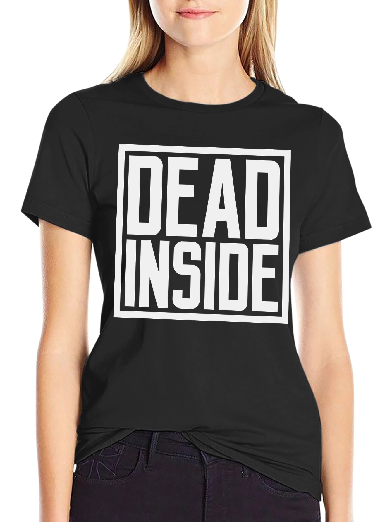 Dead Inside Graphic Tee - Black Crew Neck Shirt
