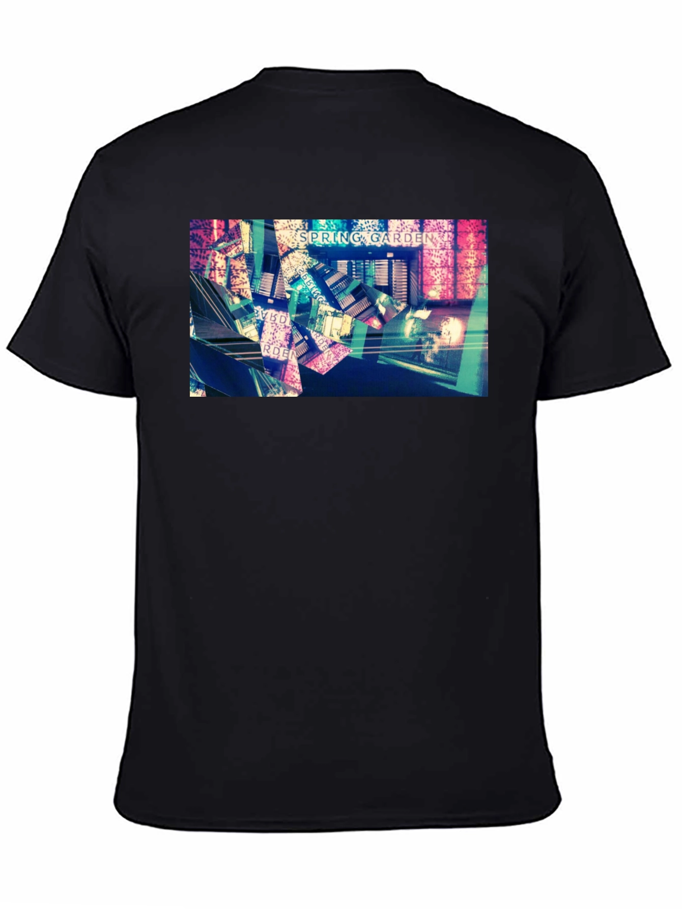 Spring Garden Black T-Shirt - Abstract Design