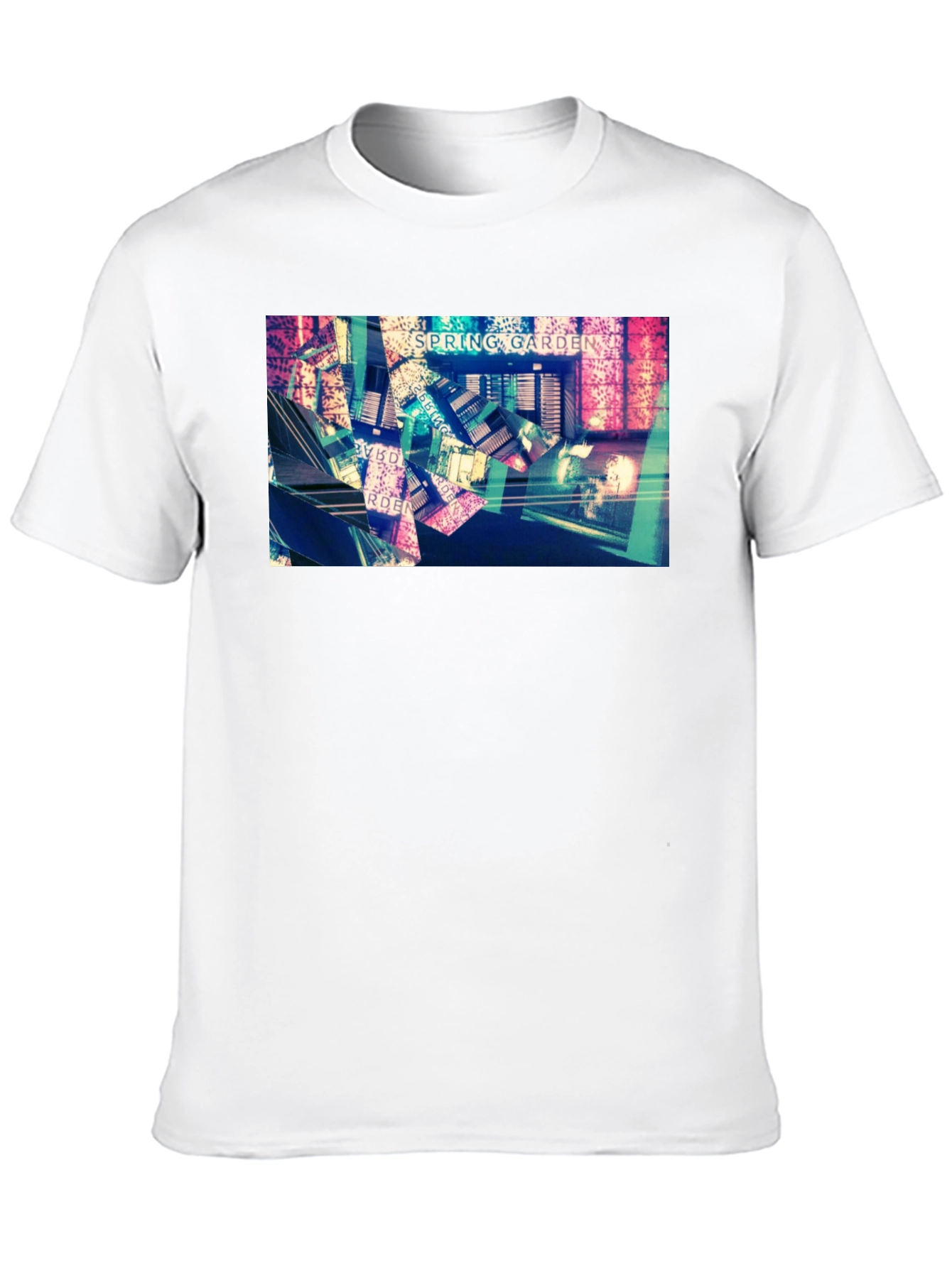 Spring Garden Black T-Shirt - Abstract Design