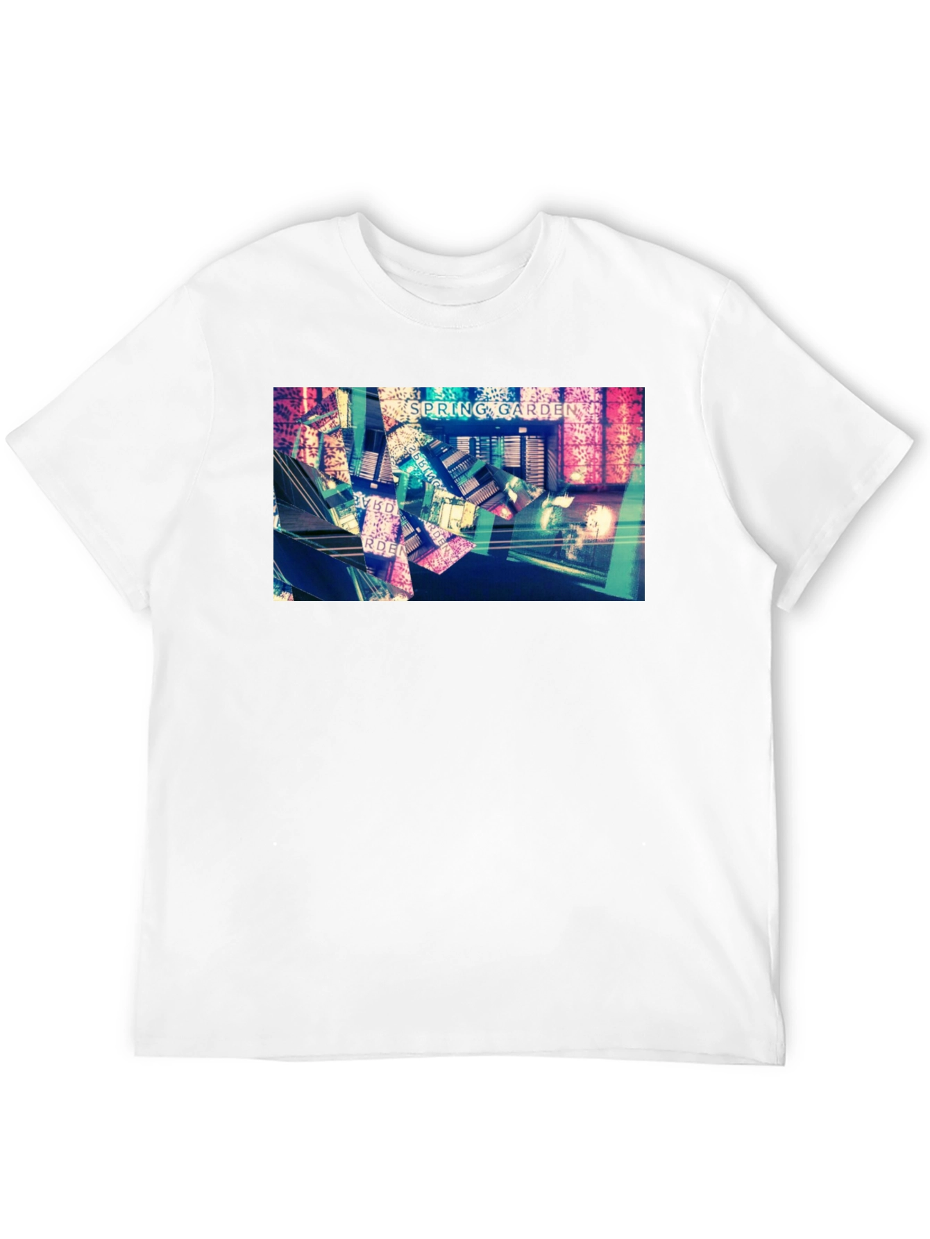 Spring Garden Black T-Shirt - Abstract Design