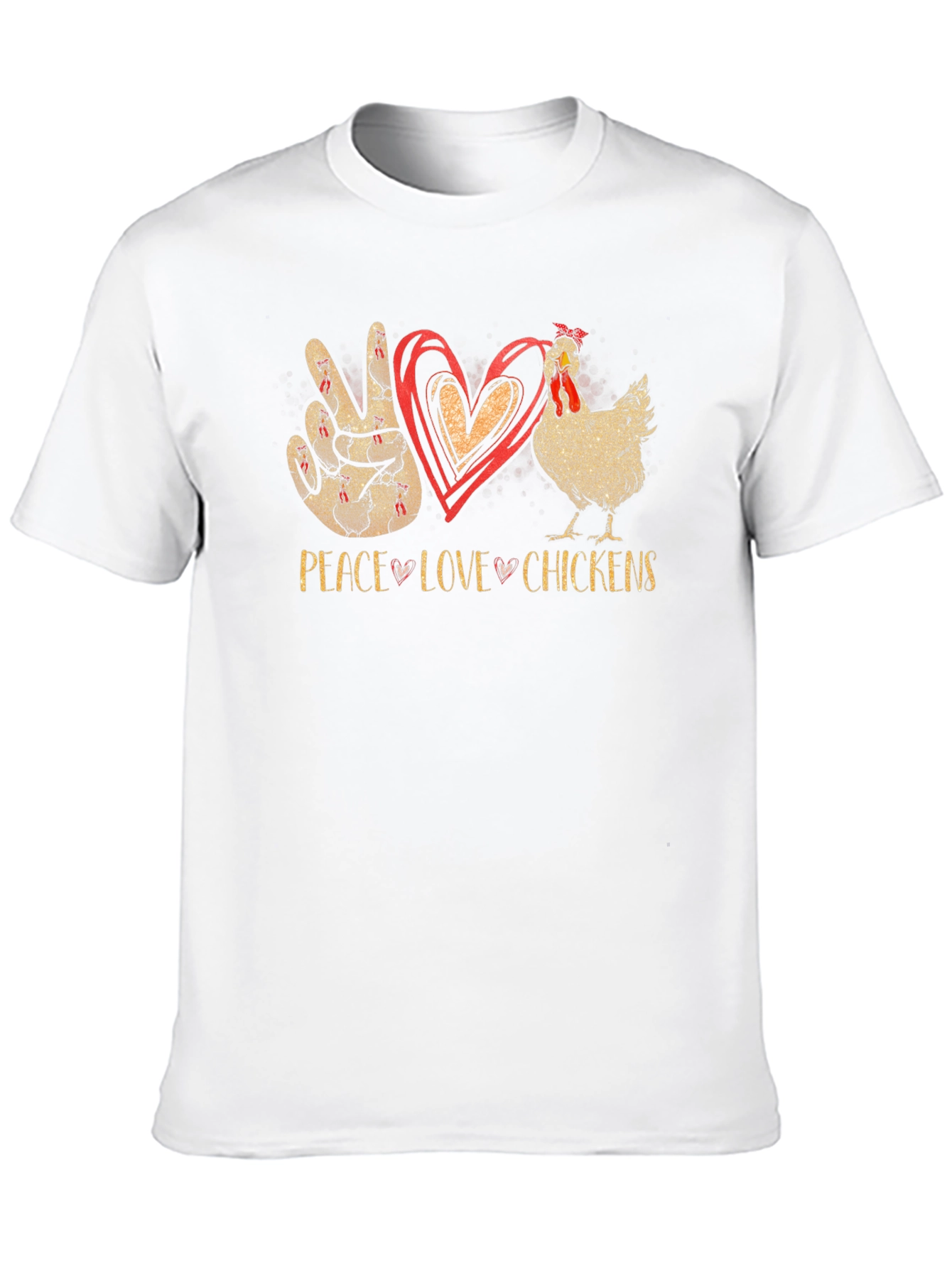 Peace Love Chickens T-Shirt Black Cotton Graphic Tee