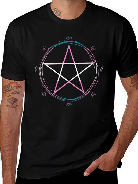 Occult Pentagram Graphic Tee - Black Cotton Blend