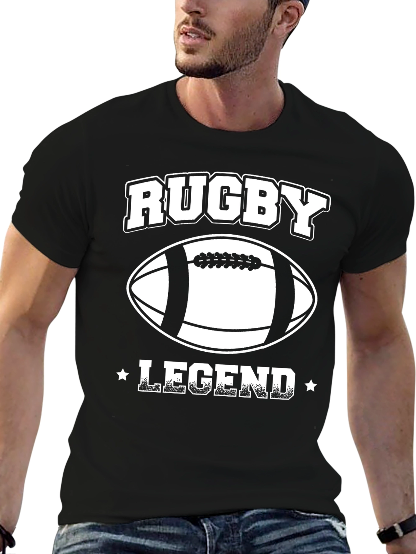 Rugby Legend Graphic T-Shirt - Black Cotton Tee