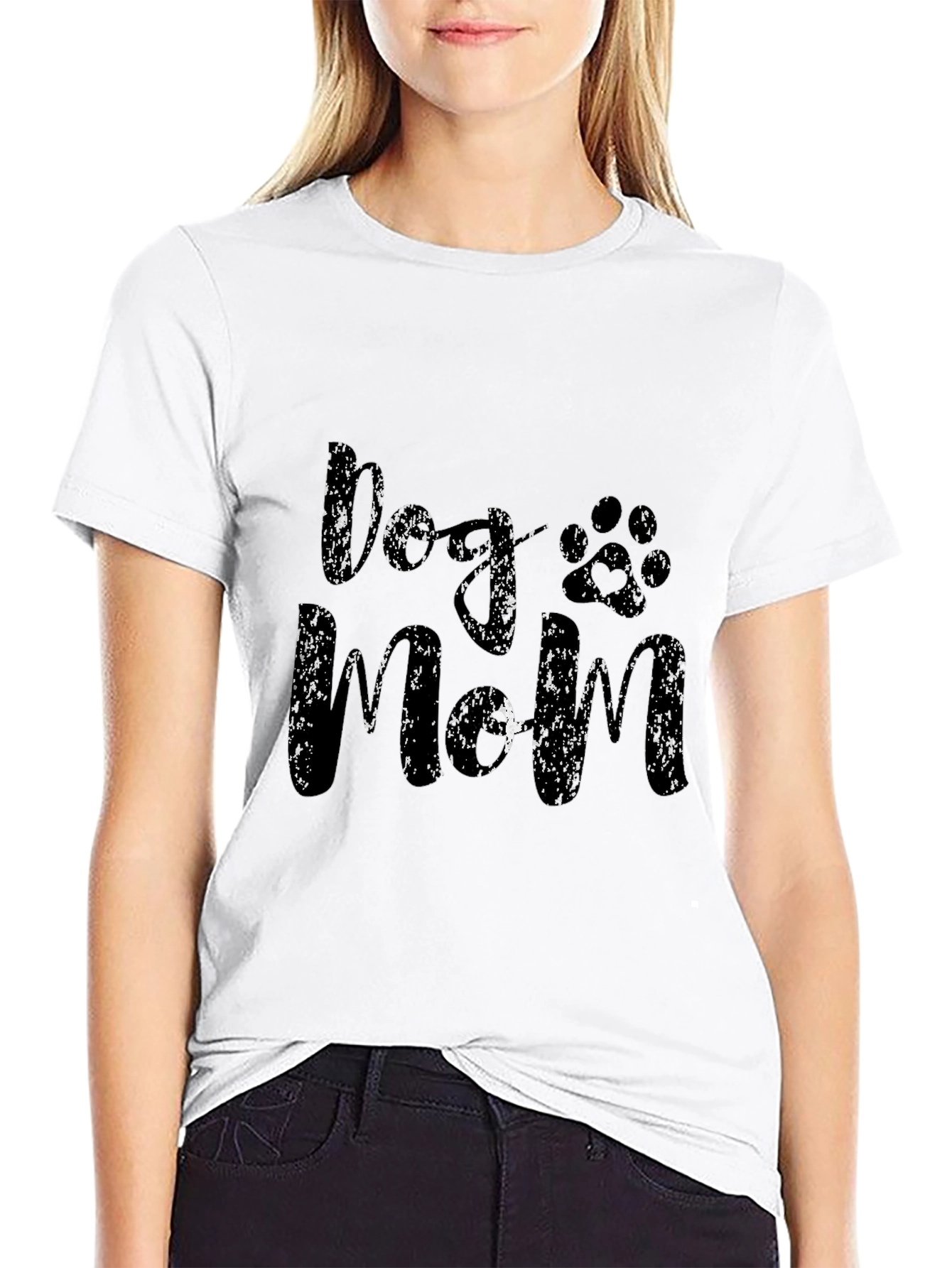 Dogs Mom Graphic Black T-Shirt
