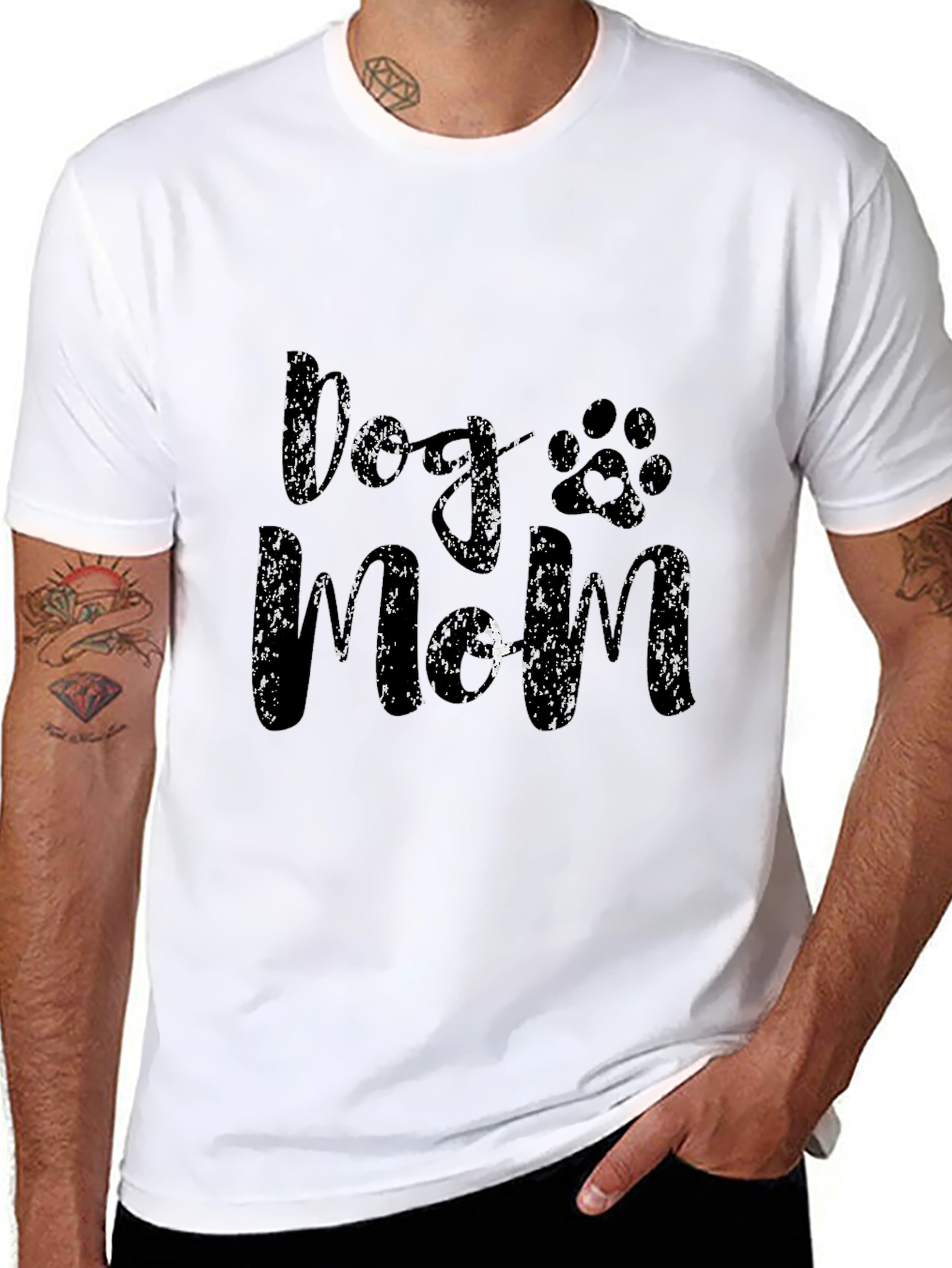 Dogs Mom Graphic Black T-Shirt