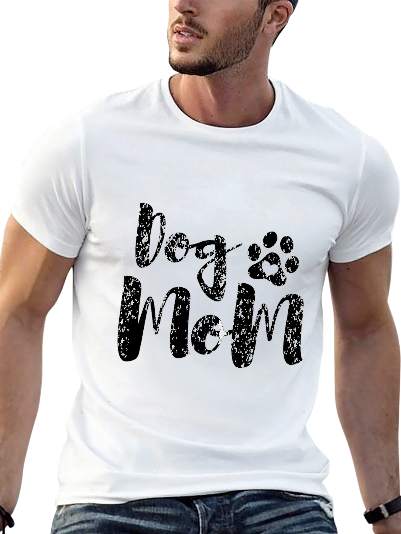 Dogs Mom Graphic Black T-Shirt