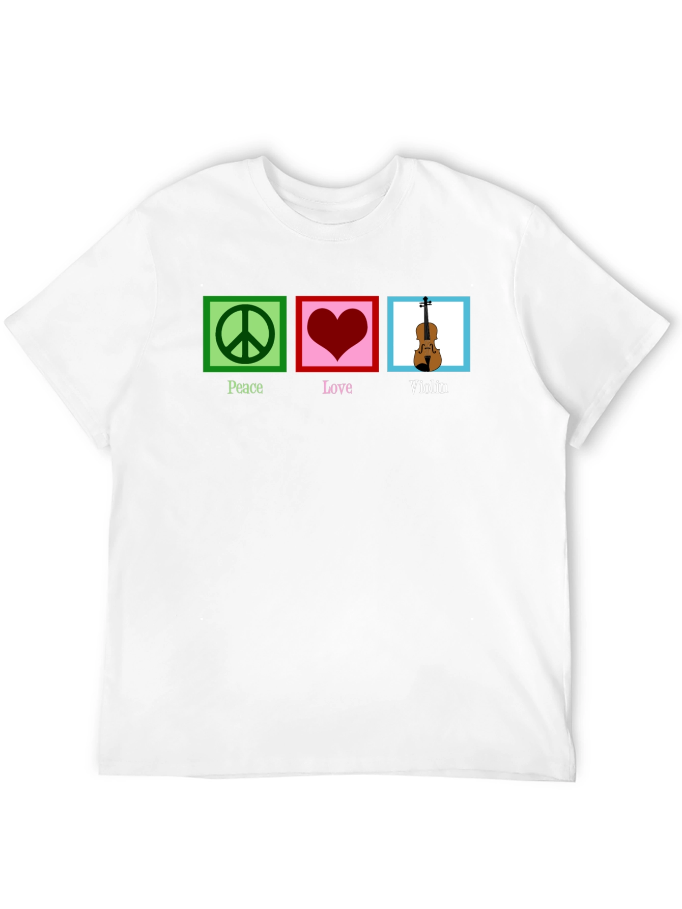 Peace Love Violin Black Graphic T-Shirt