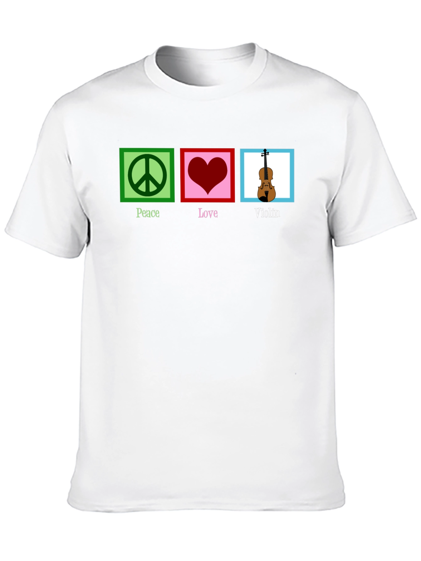 Peace Love Violin Black Graphic T-Shirt