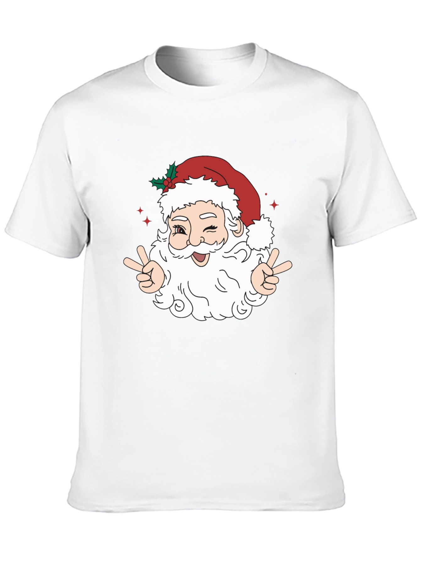 Santa Peace Sign Black T-Shirt