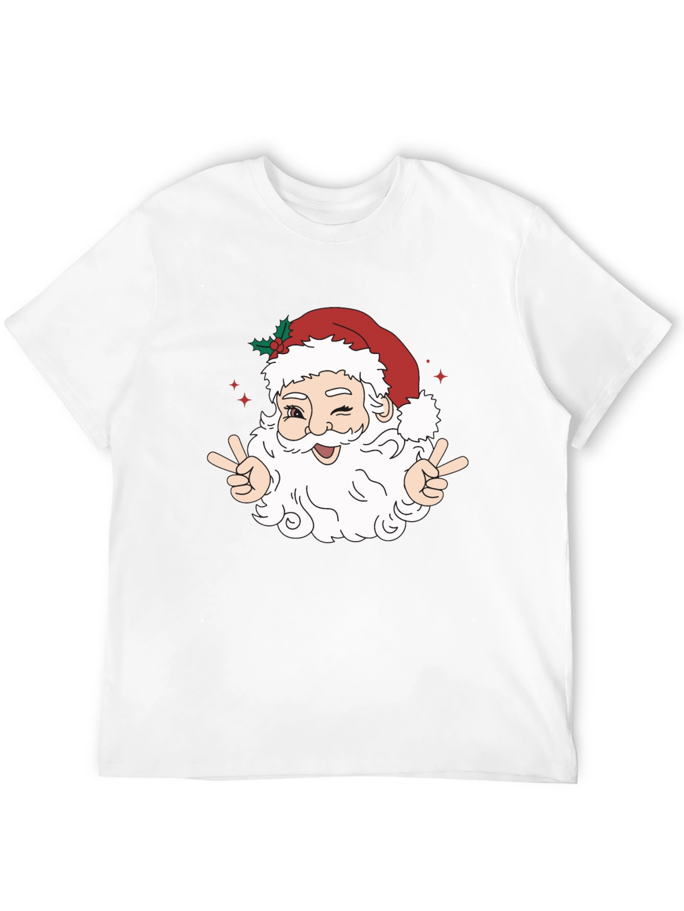 Santa Peace Sign Black T-Shirt