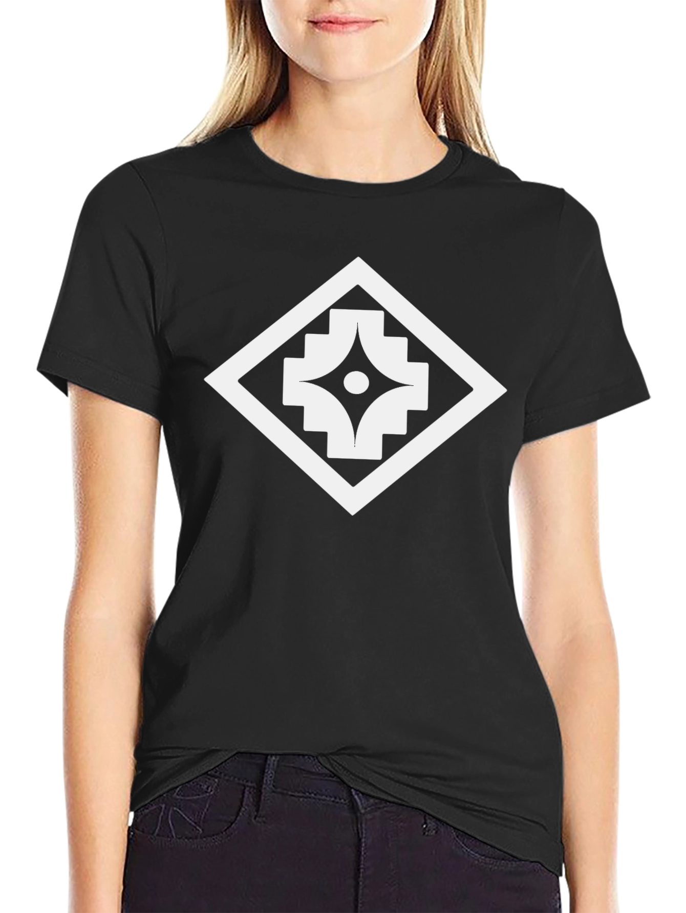 Geometric Graphic Print Black T-Shirt