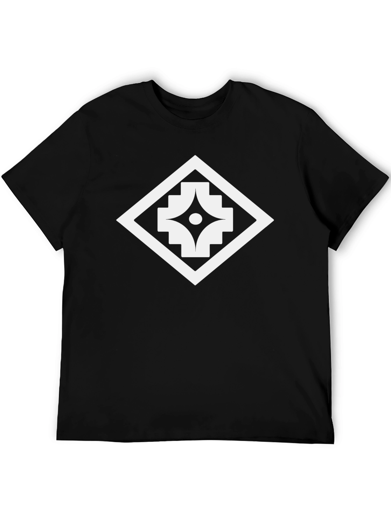 Geometric Graphic Print Black T-Shirt