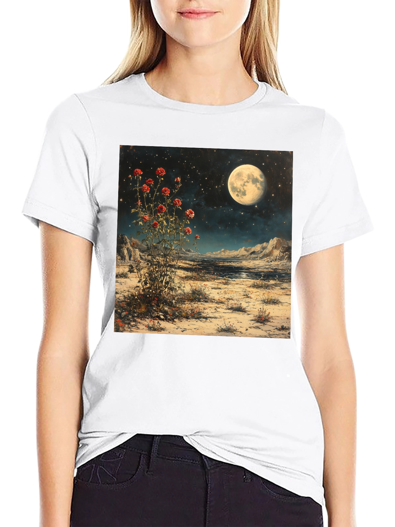 Moonlit Rose Desert Graphic Tee