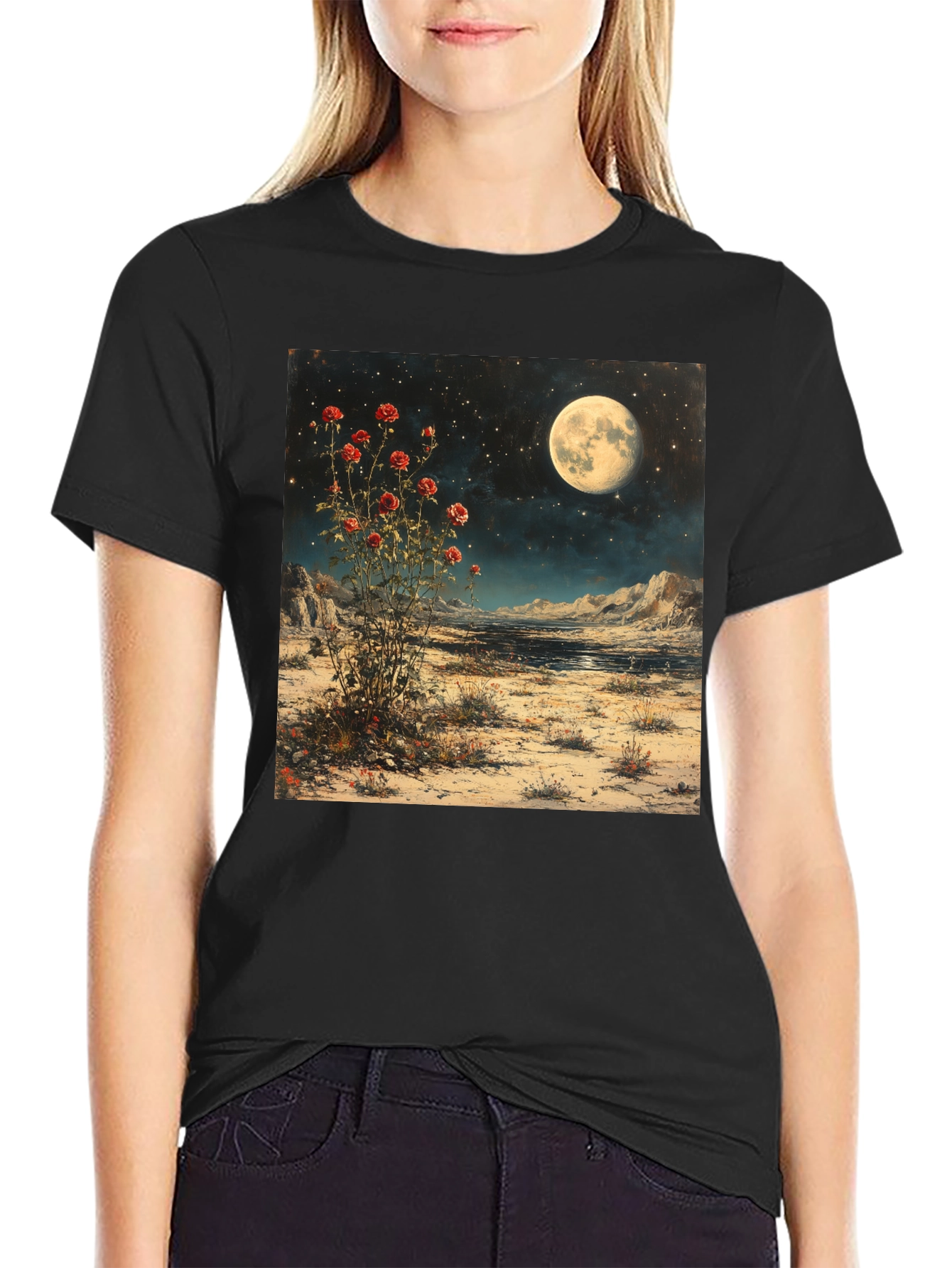Moonlit Rose Desert Graphic Tee