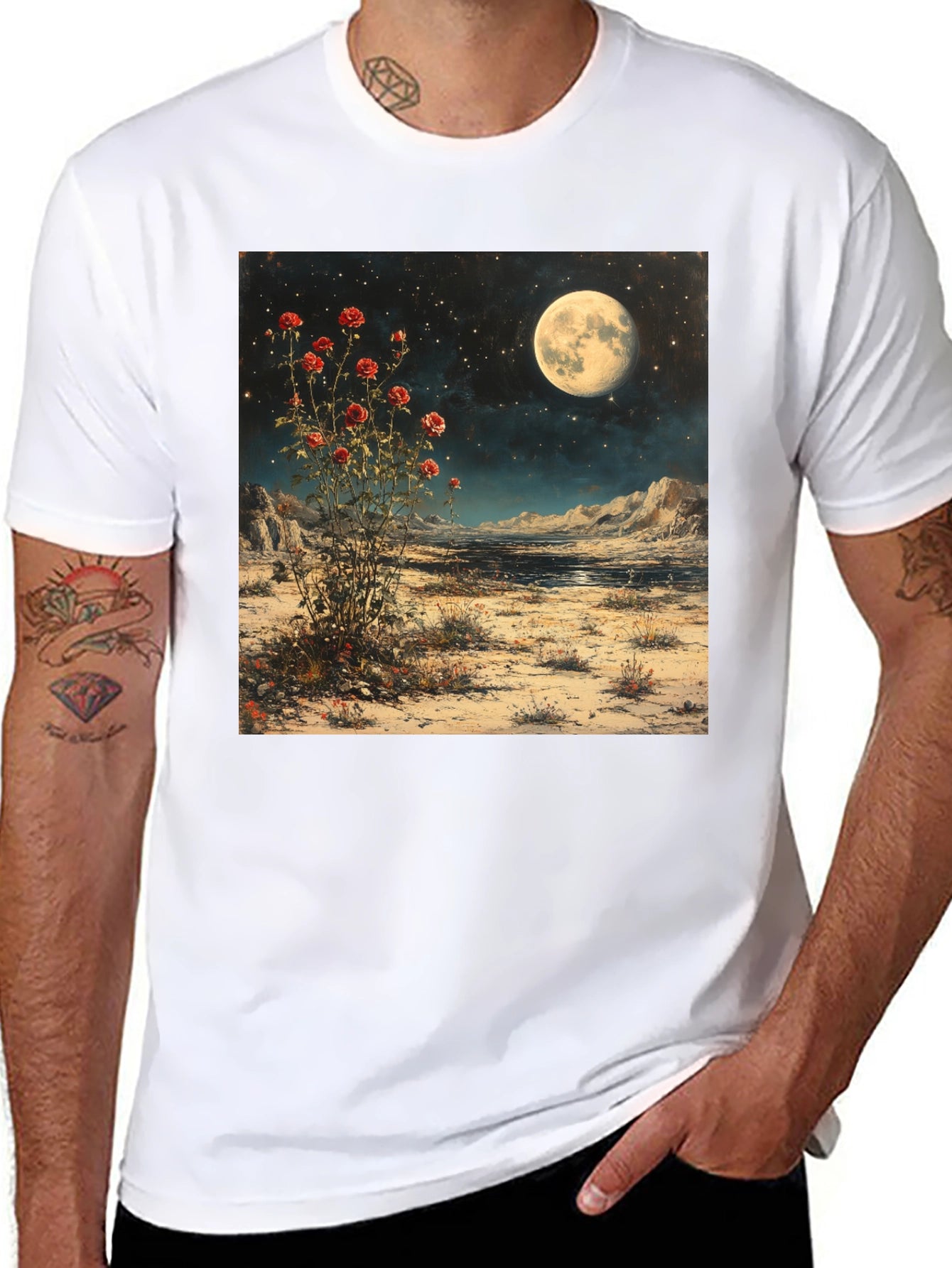 Moonlit Rose Desert Graphic Tee