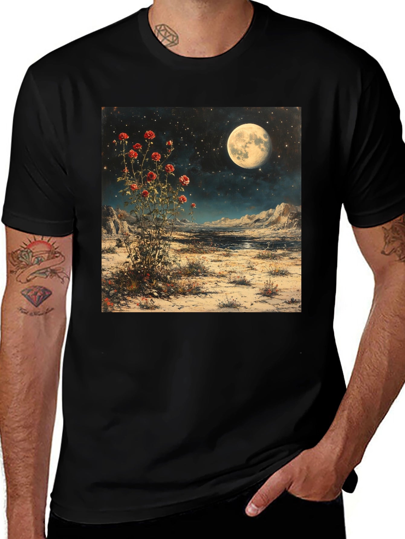 Moonlit Rose Desert Graphic Tee