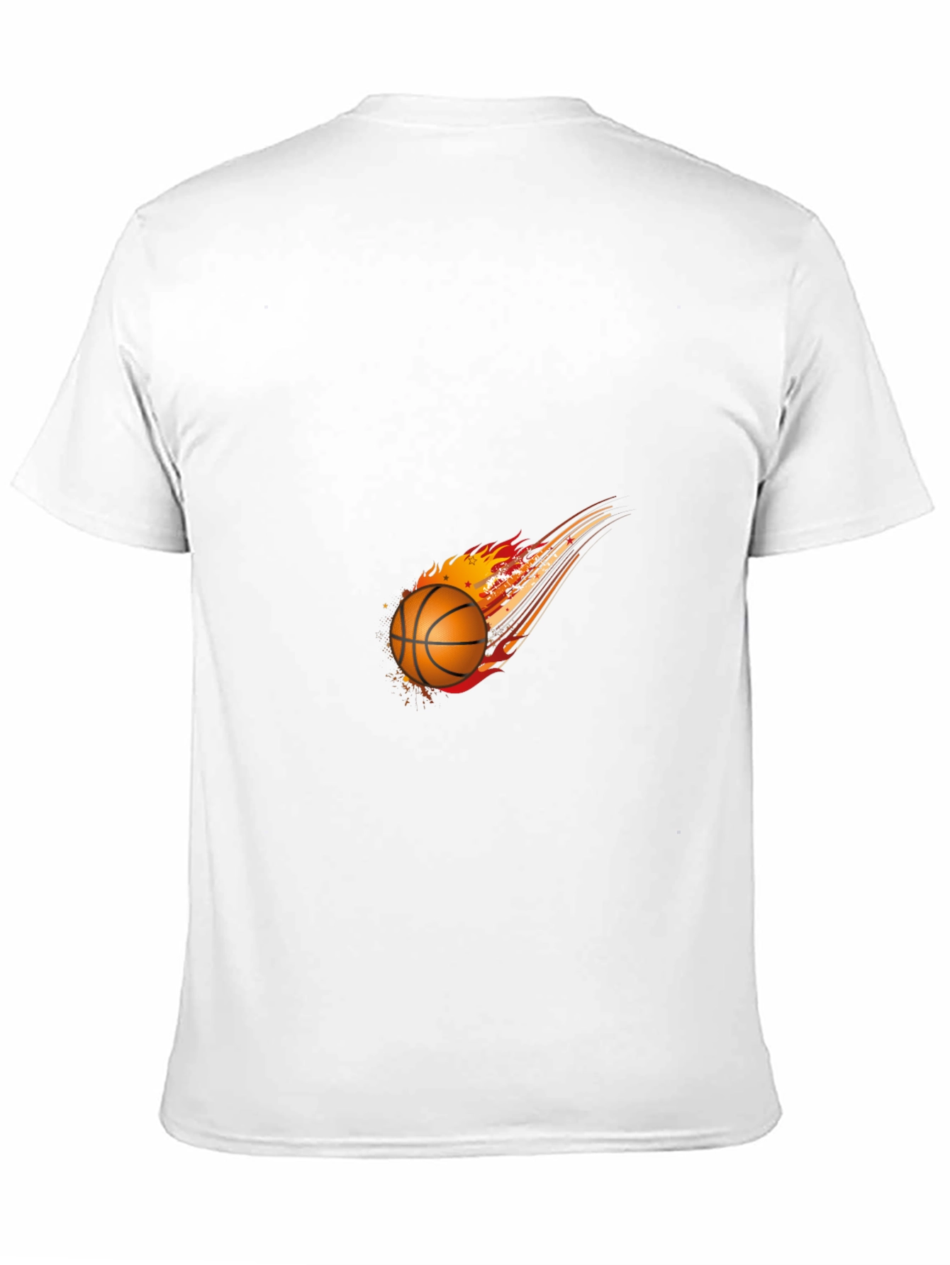 Fiery Basketball Graphic Tee - Black Cotton Blend