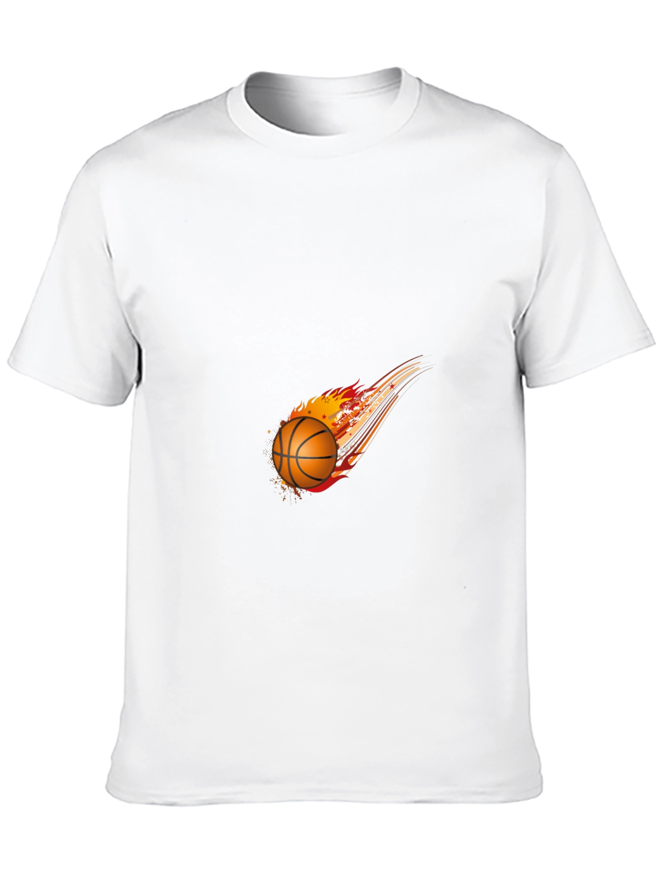 Fiery Basketball Graphic Tee - Black Cotton Blend
