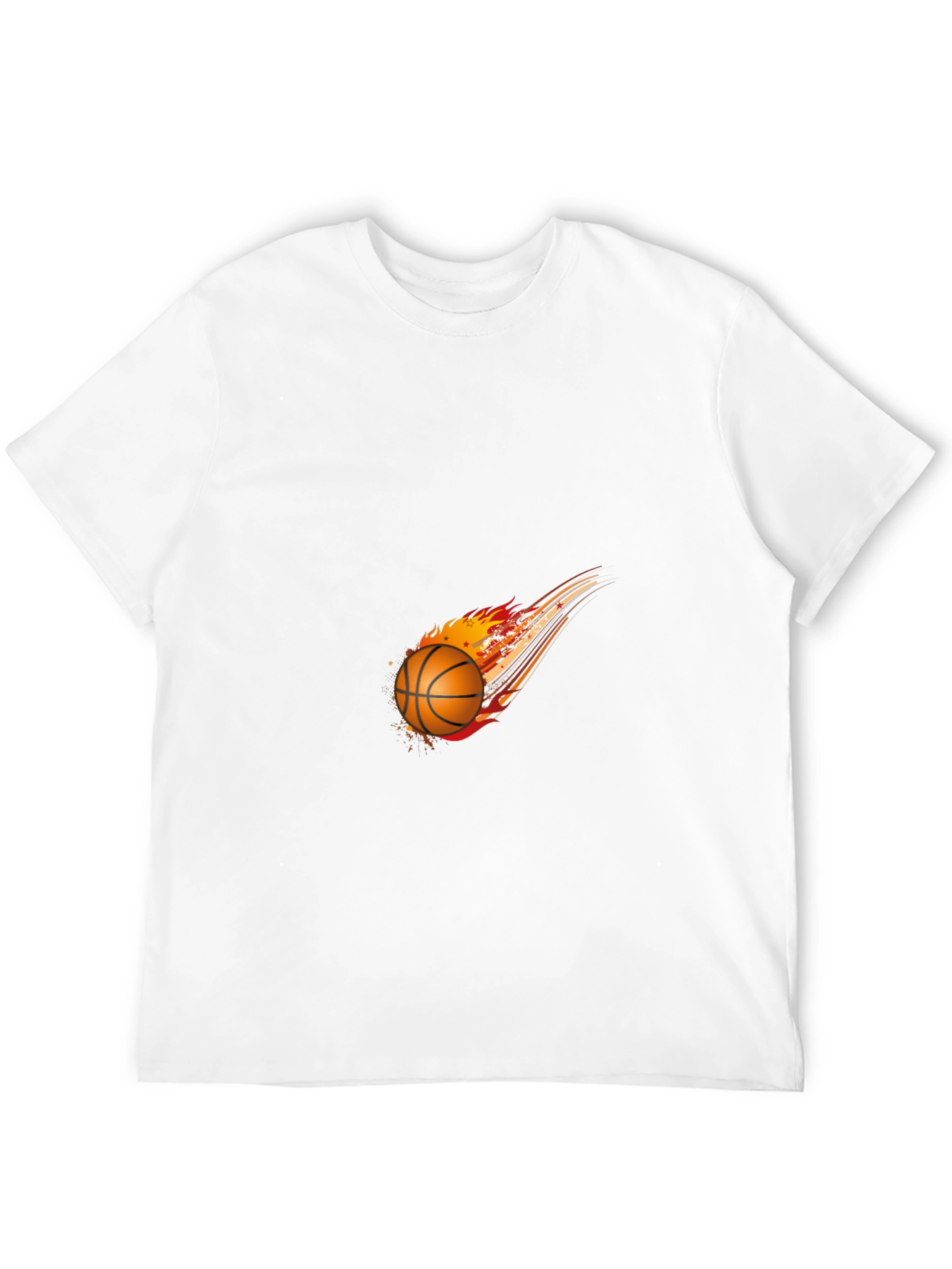 Fiery Basketball Graphic Tee - Black Cotton Blend