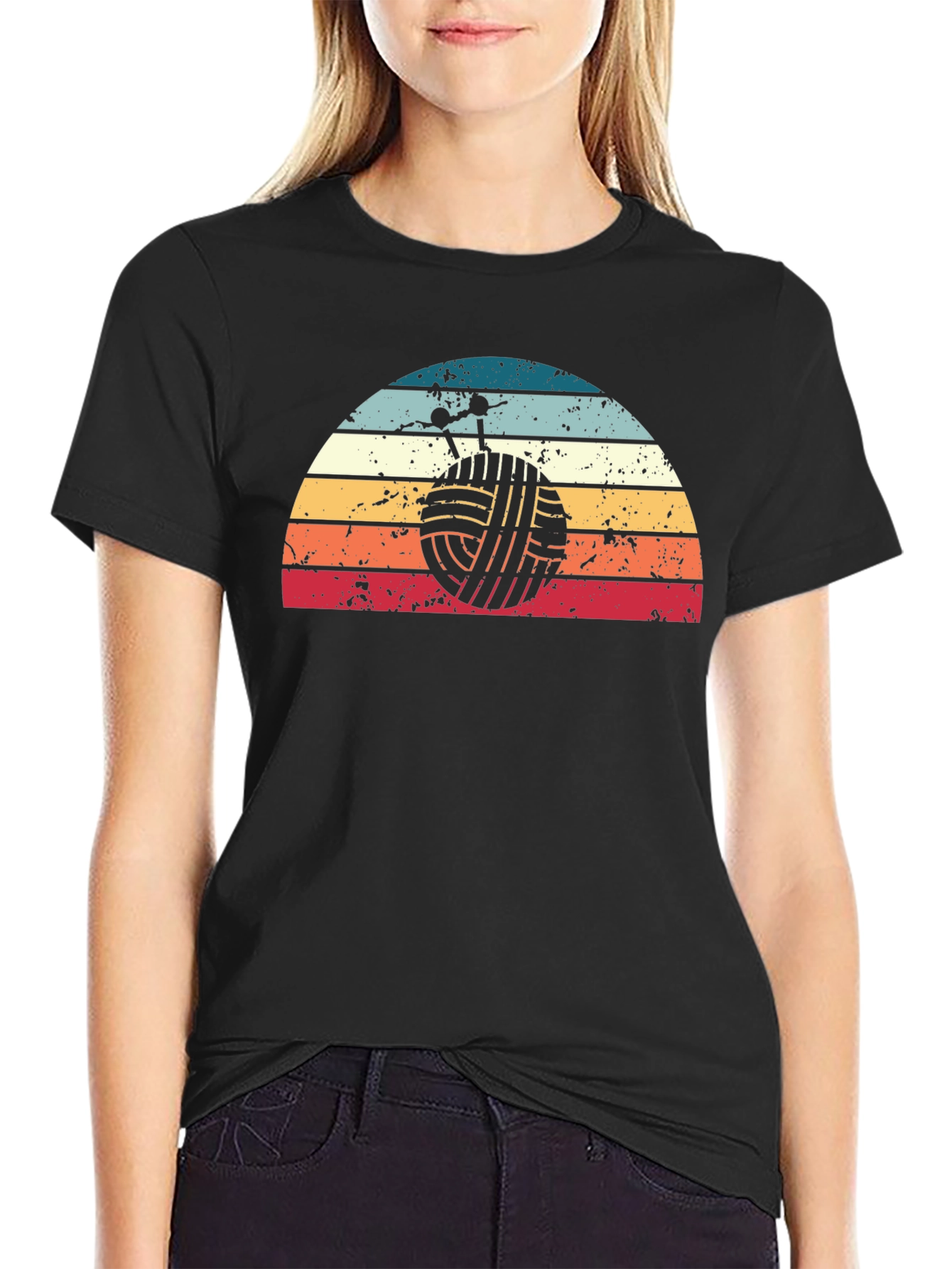 Knitting Yarn Ball Retro Graphic Tee