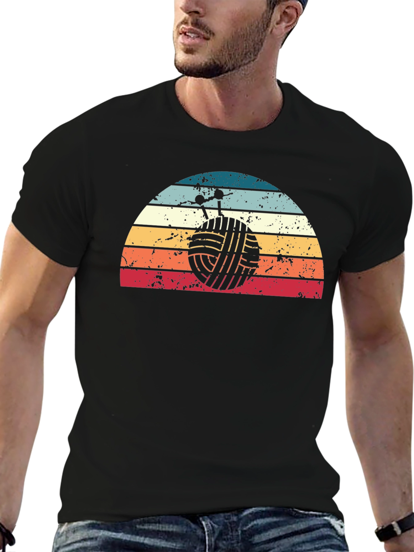 Knitting Yarn Ball Retro Graphic Tee