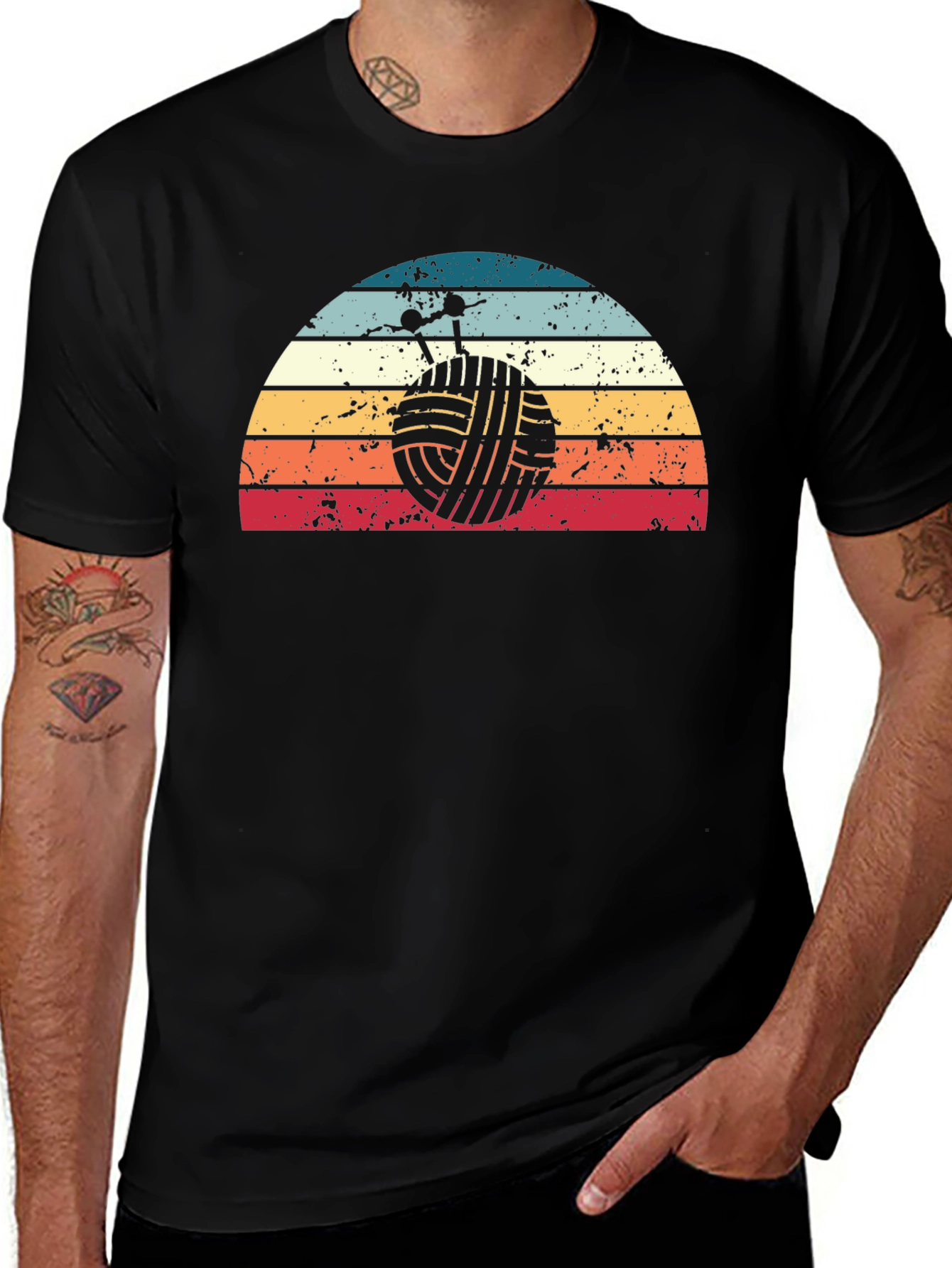 Knitting Yarn Ball Retro Graphic Tee