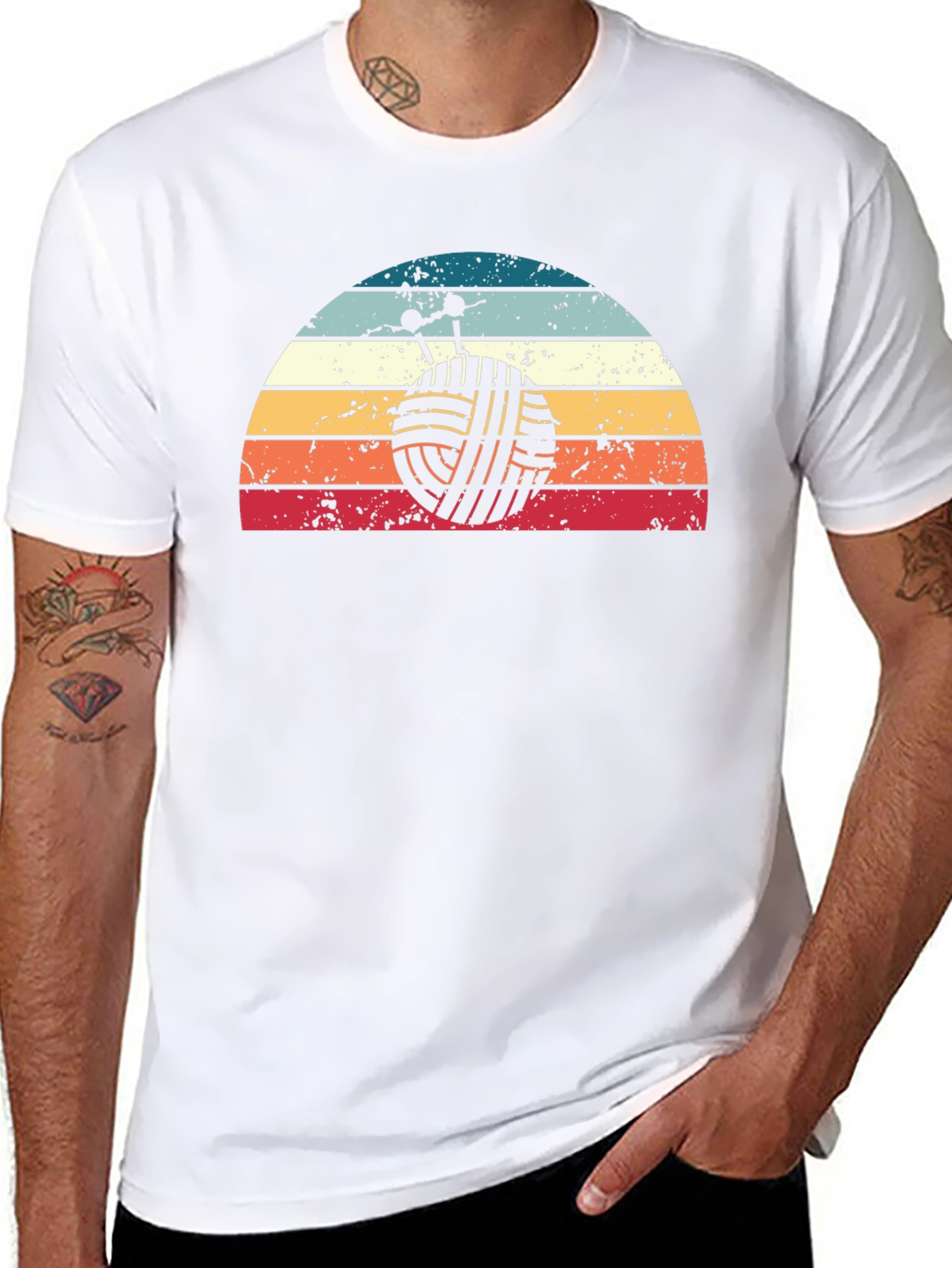 Knitting Yarn Ball Retro Graphic Tee
