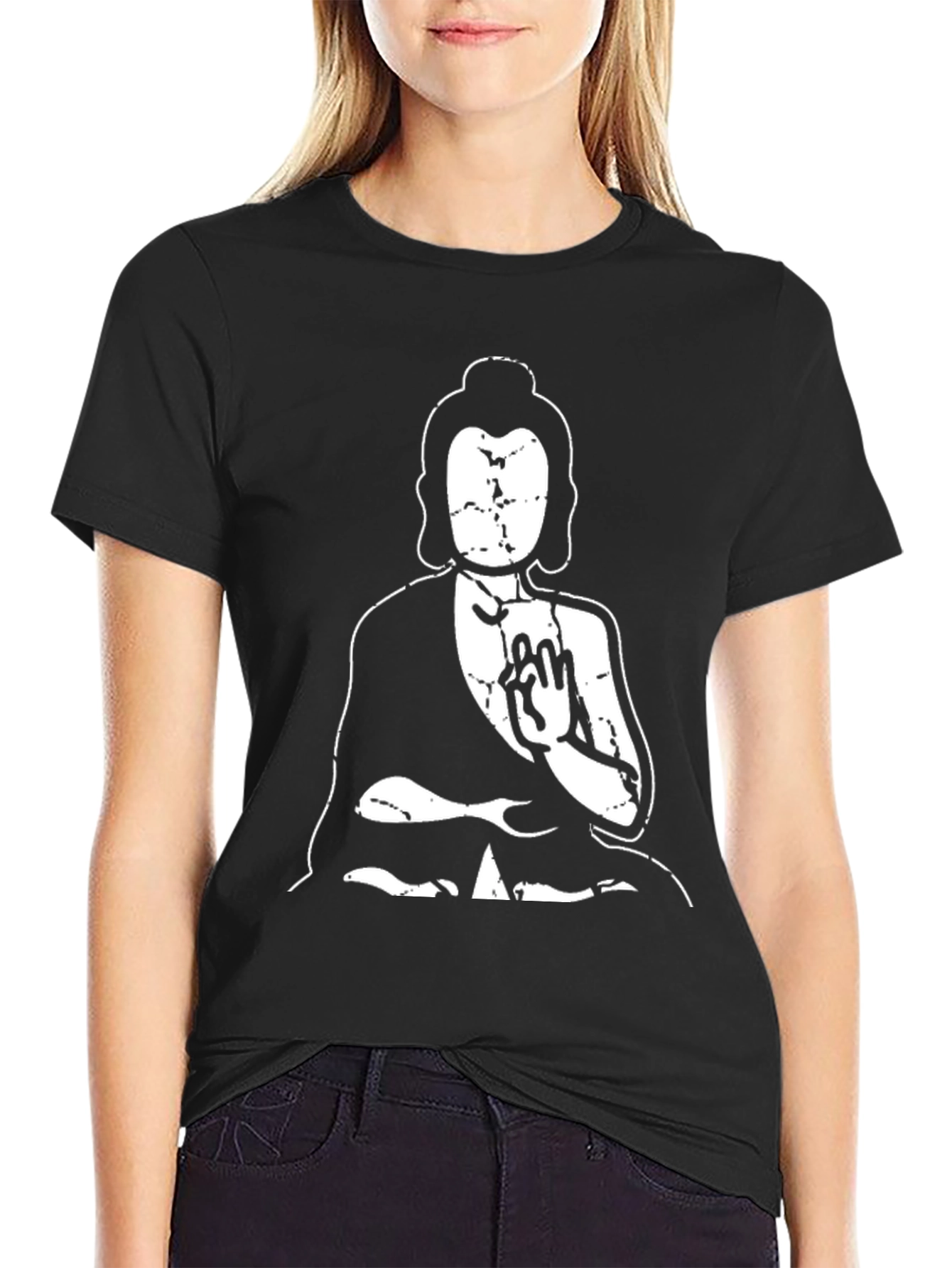 Buddha Graphic Print Black T-Shirt