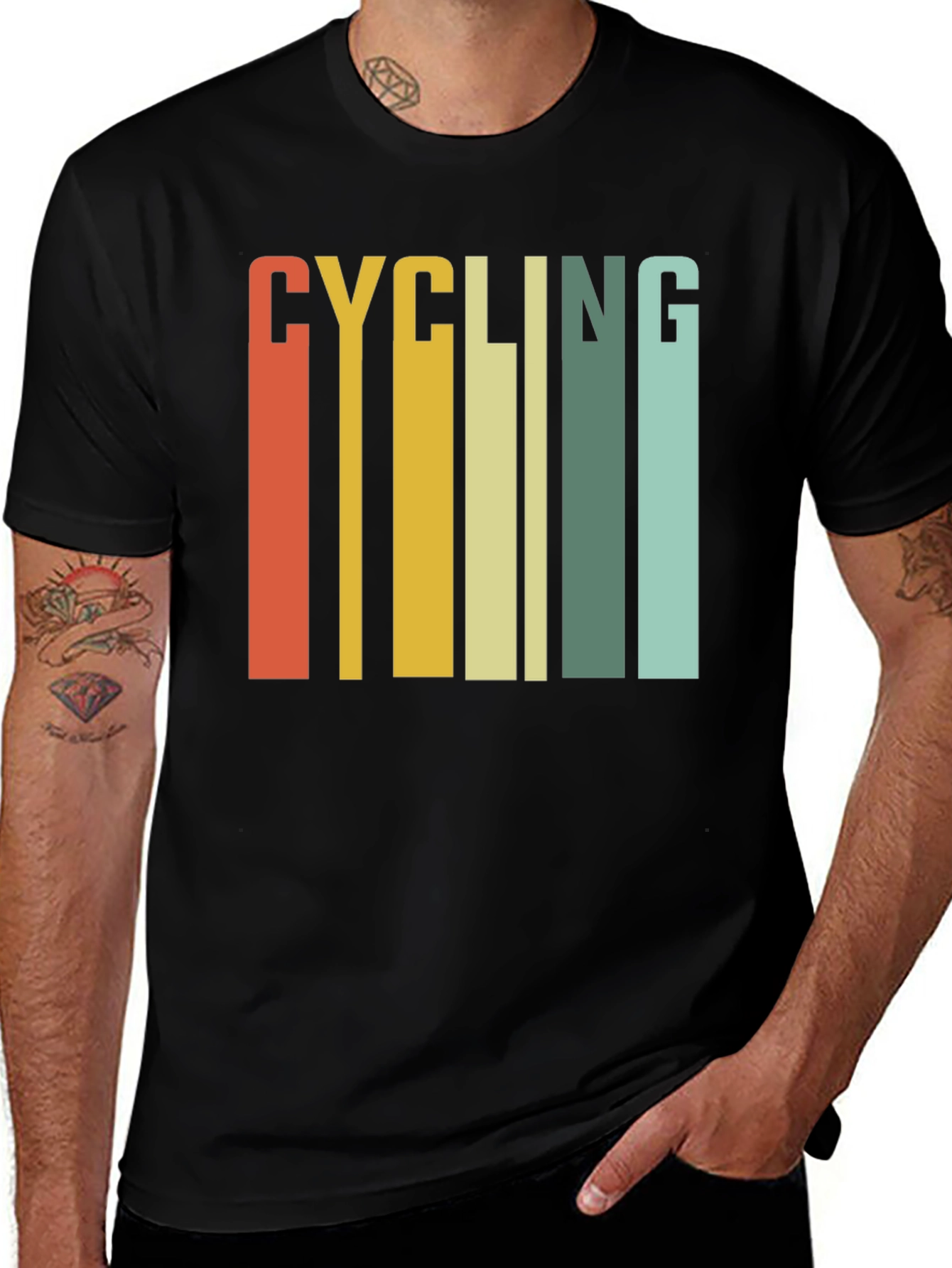 Retro Cycling Graphic Tee - Black Cotton T-Shirt