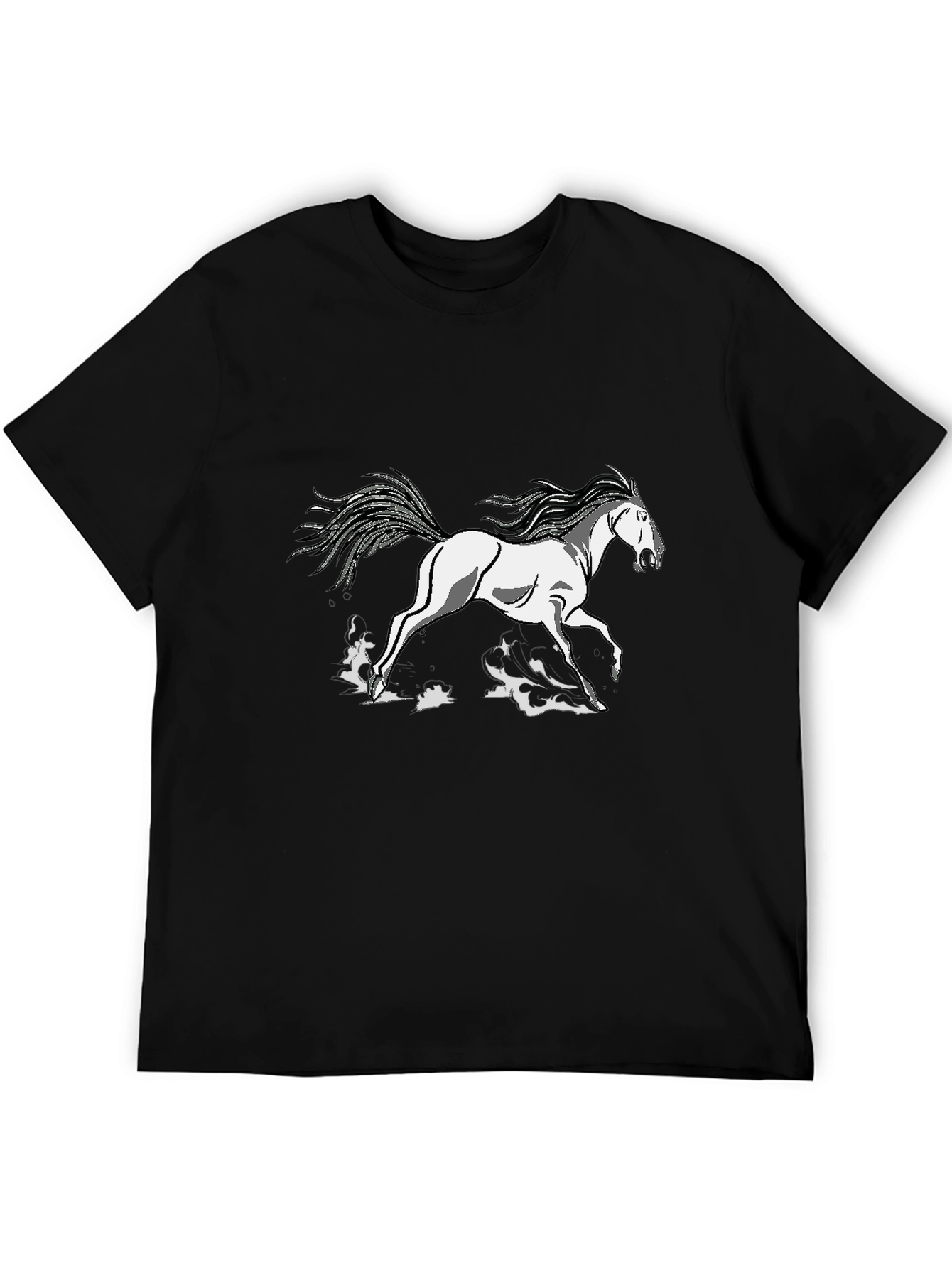 Black Tee Shirt with Horse Graphic