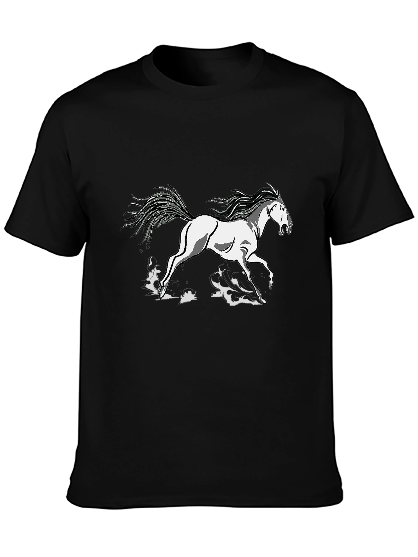 Black Tee Shirt with Horse Graphic