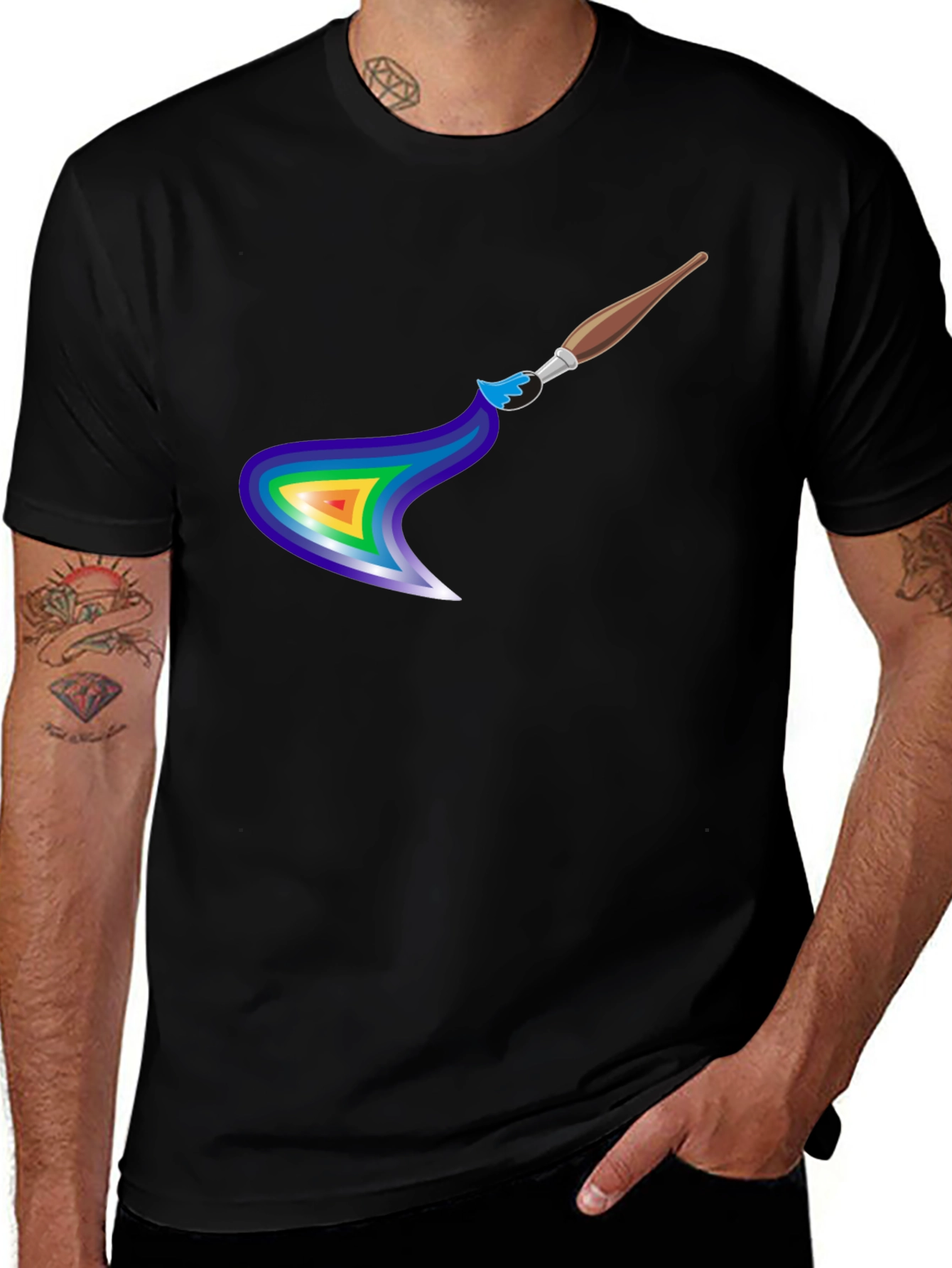 Rainbow Paintbrush Graphic Tee