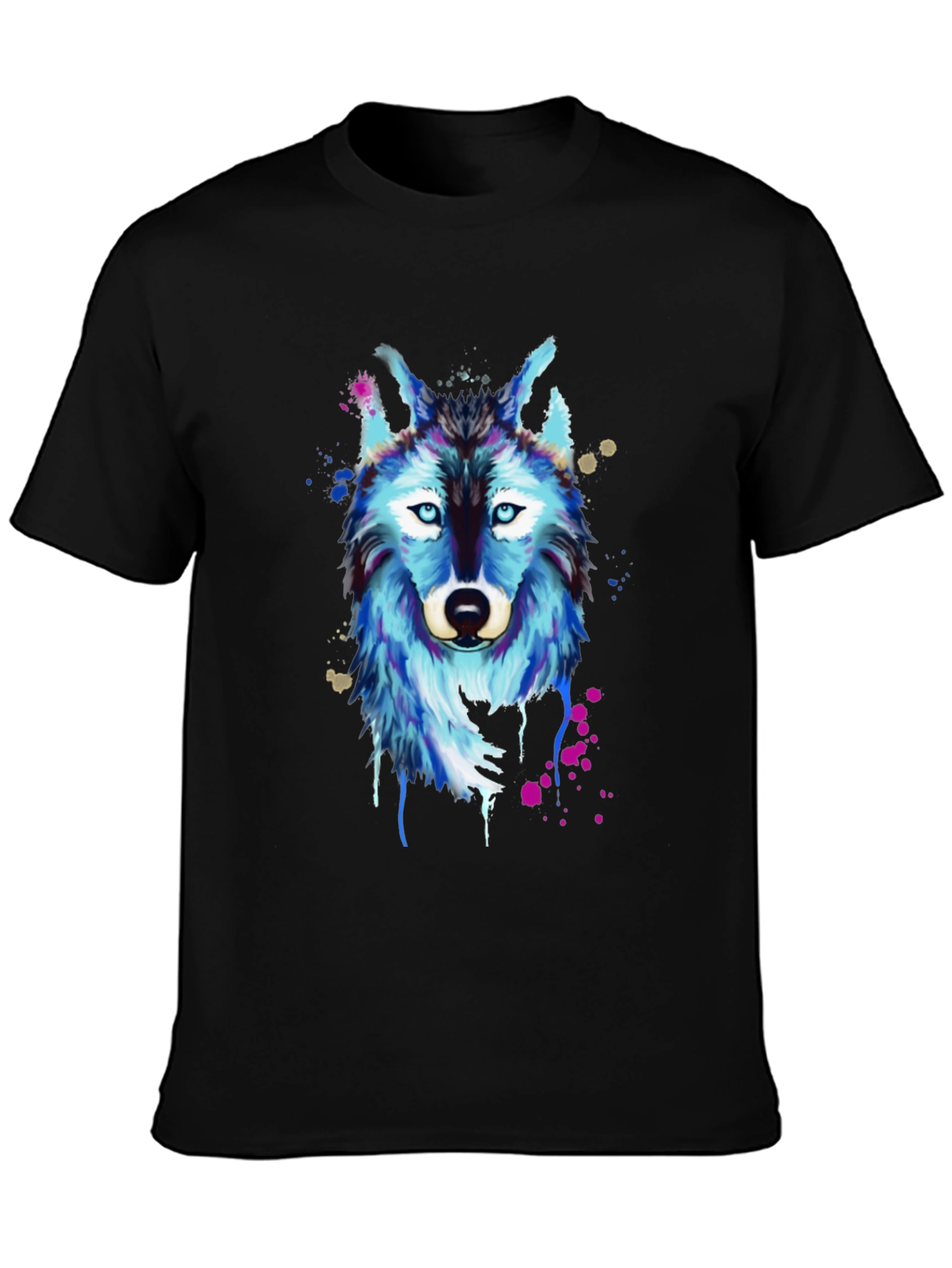 Wolf Graphic Print T-Shirt - Mens Black Tee