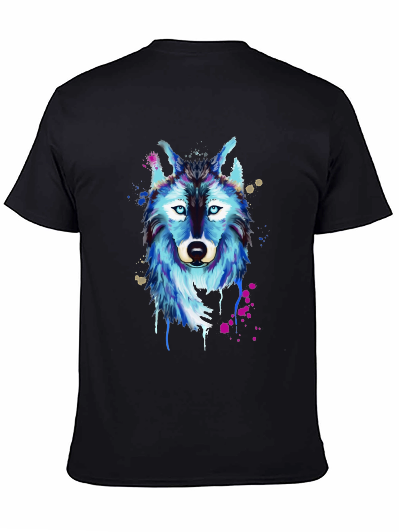 Wolf Graphic Print T-Shirt - Mens Black Tee