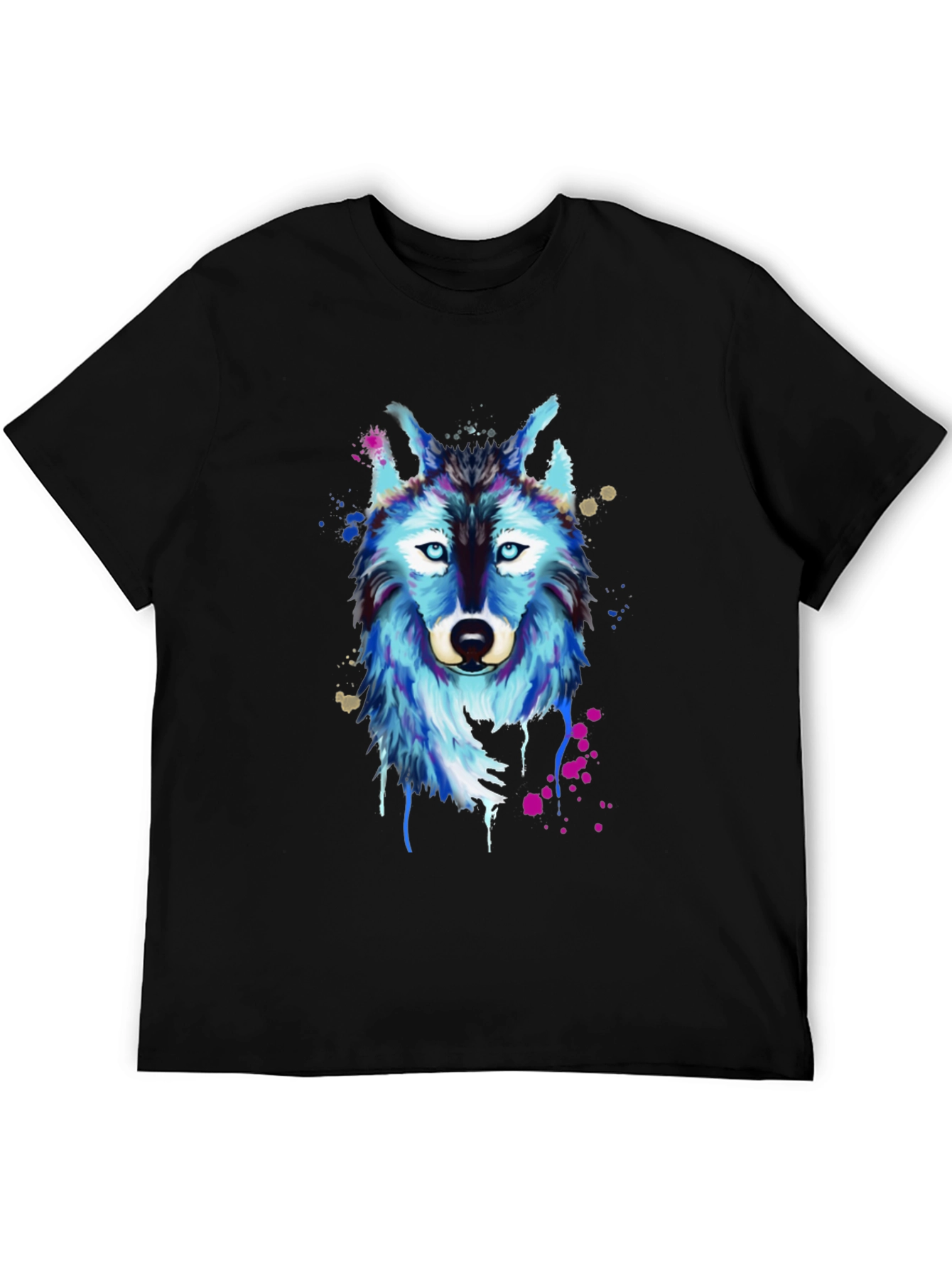 Wolf Graphic Print T-Shirt - Mens Black Tee