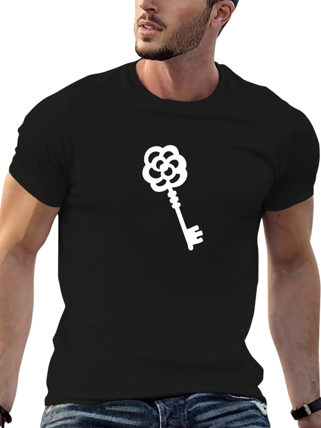 Floral Key Graphic Tee - Black