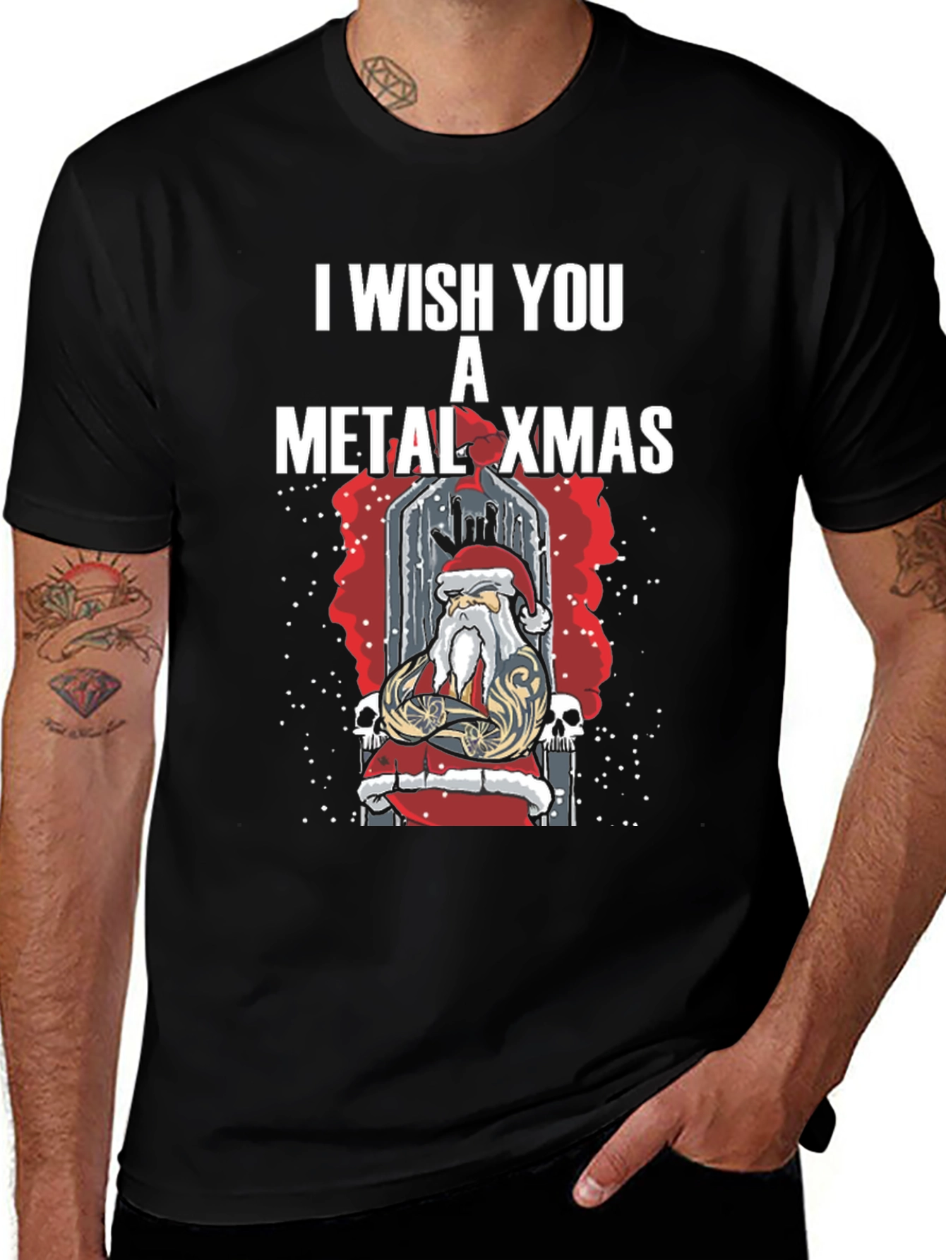 Metal Xmas T-Shirt - Heavy Santa Claus Design